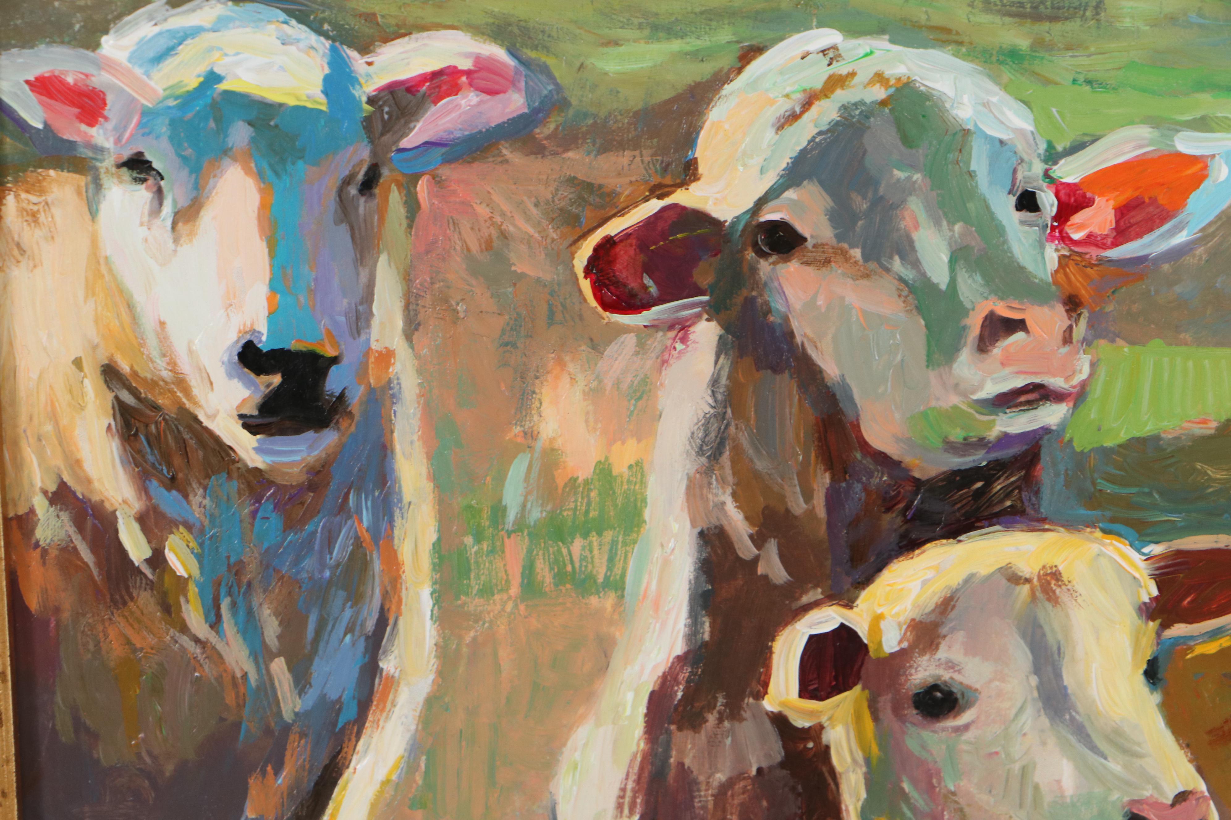 Agnes Rey Oil Painting "Flock of Sheep," 2022