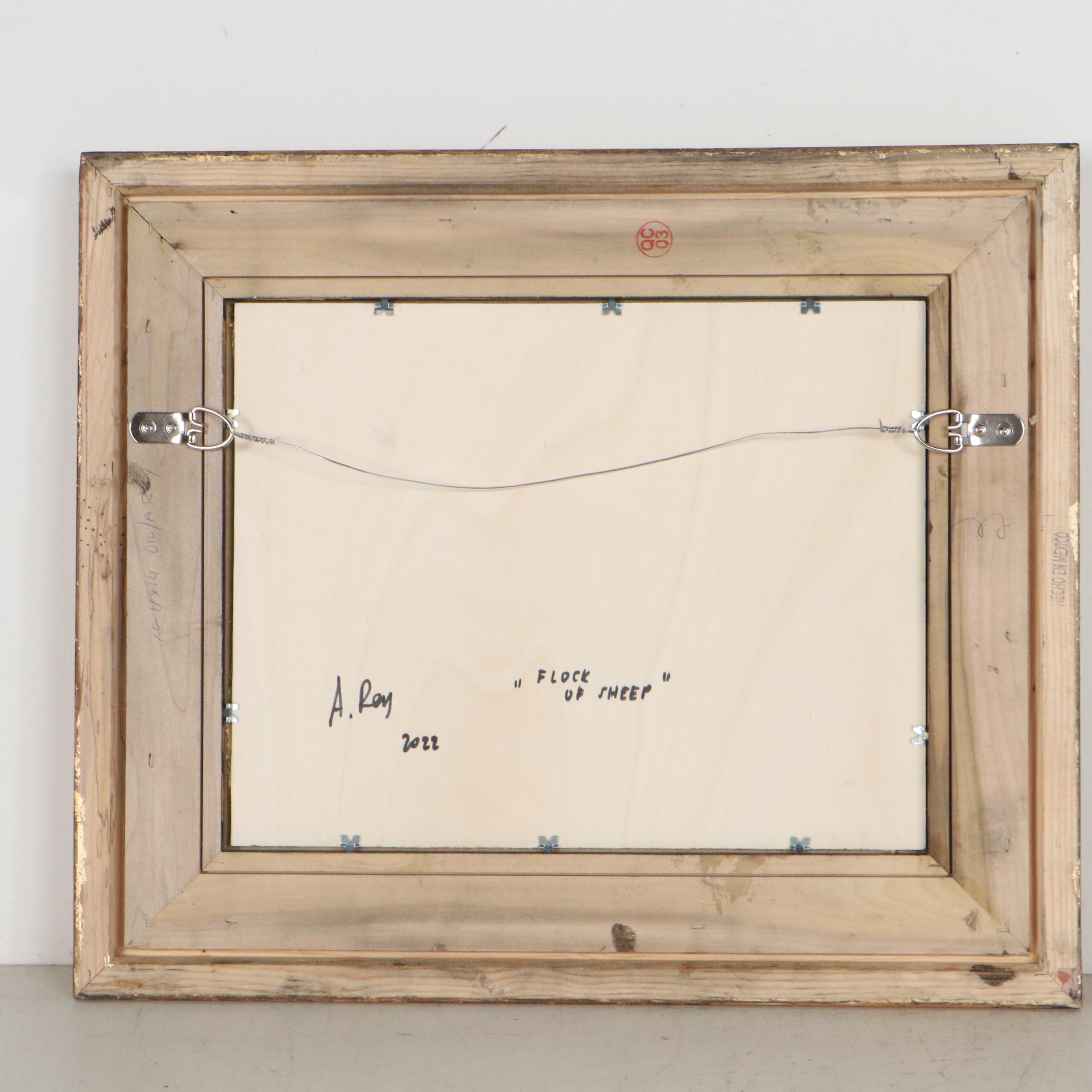 Agnes Rey Oil Painting "Flock of Sheep," 2022