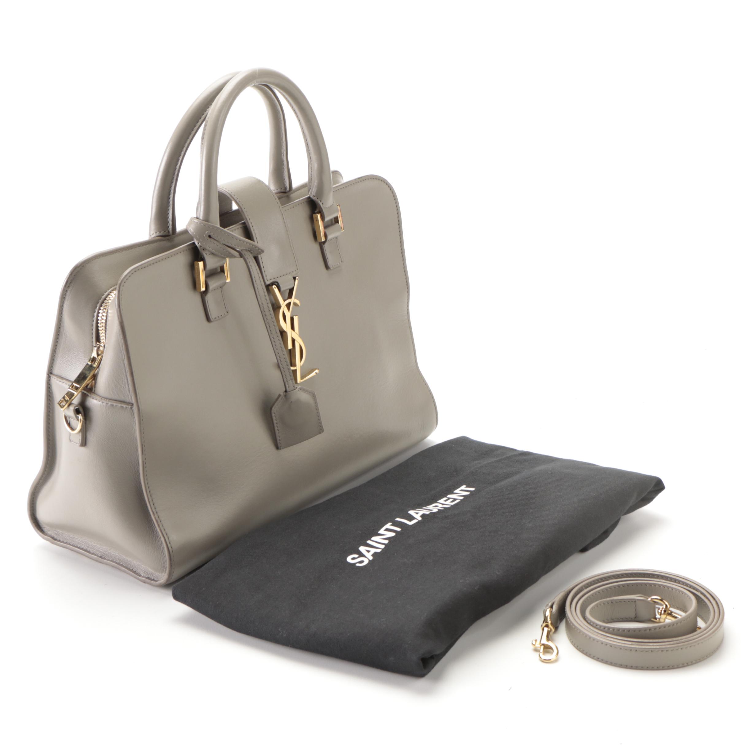 Saint Laurent Baby Cabas Convertible Tote Bag in Grey Leather