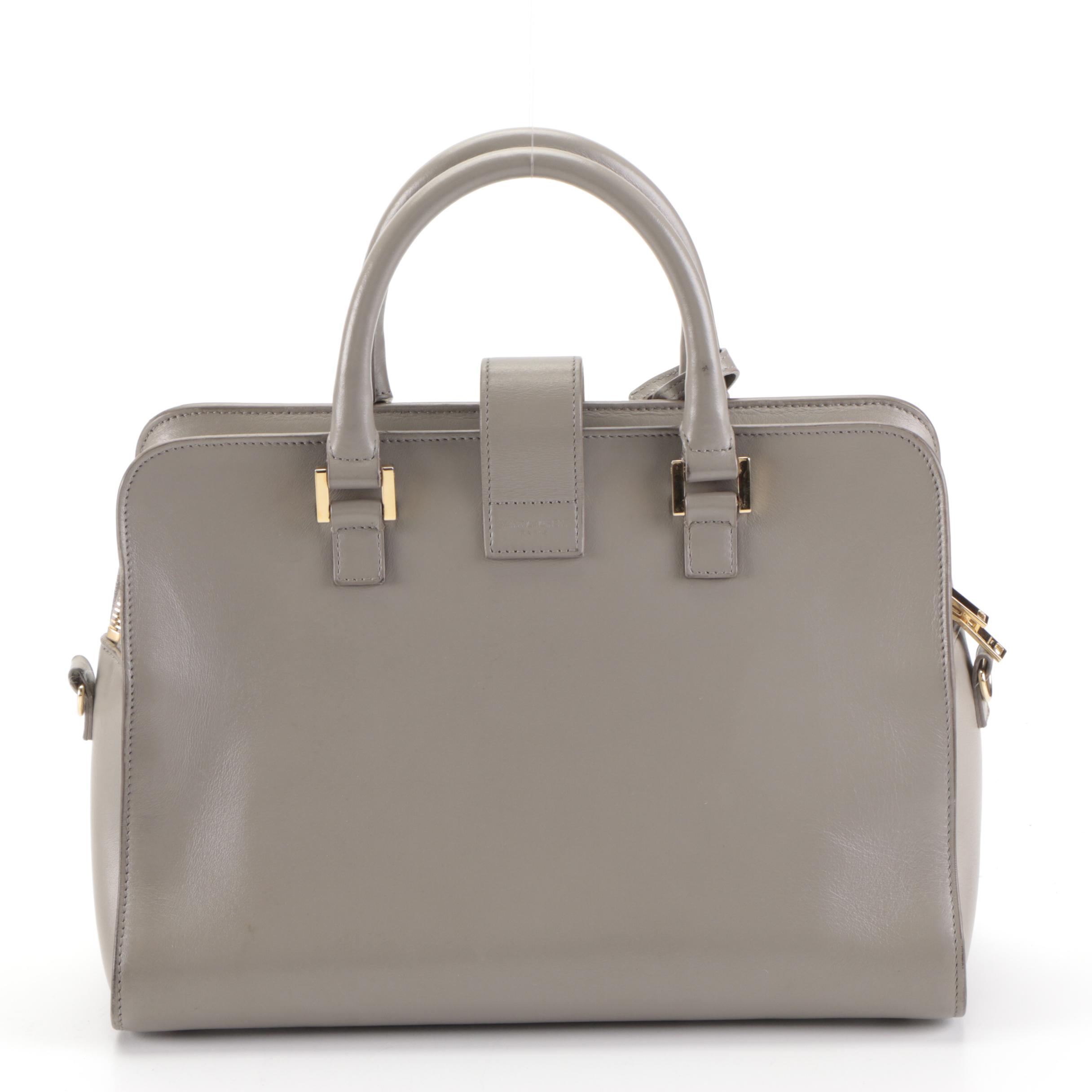Saint Laurent Baby Cabas Convertible Tote Bag in Grey Leather