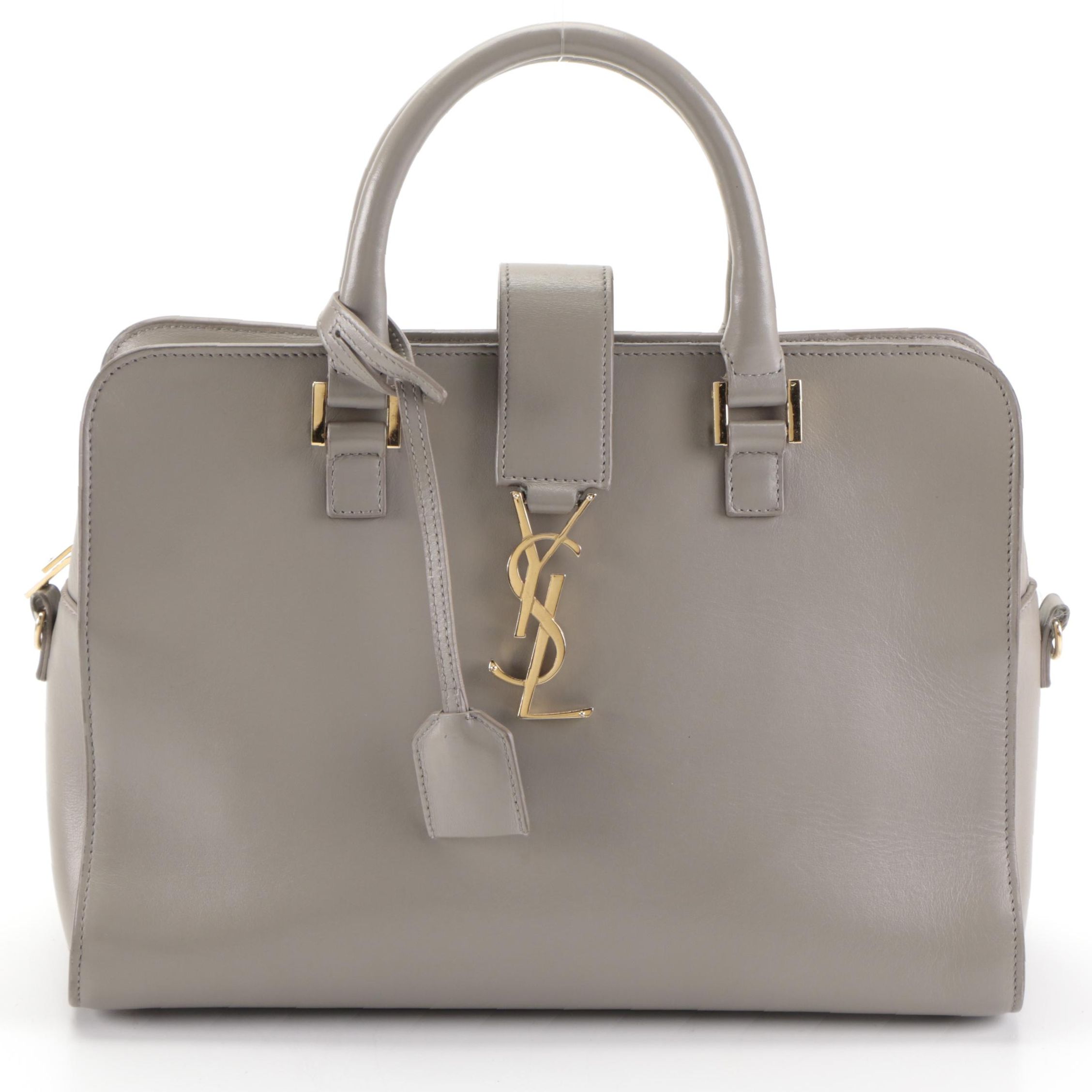 Saint Laurent Baby Cabas Convertible Tote Bag in Grey Leather