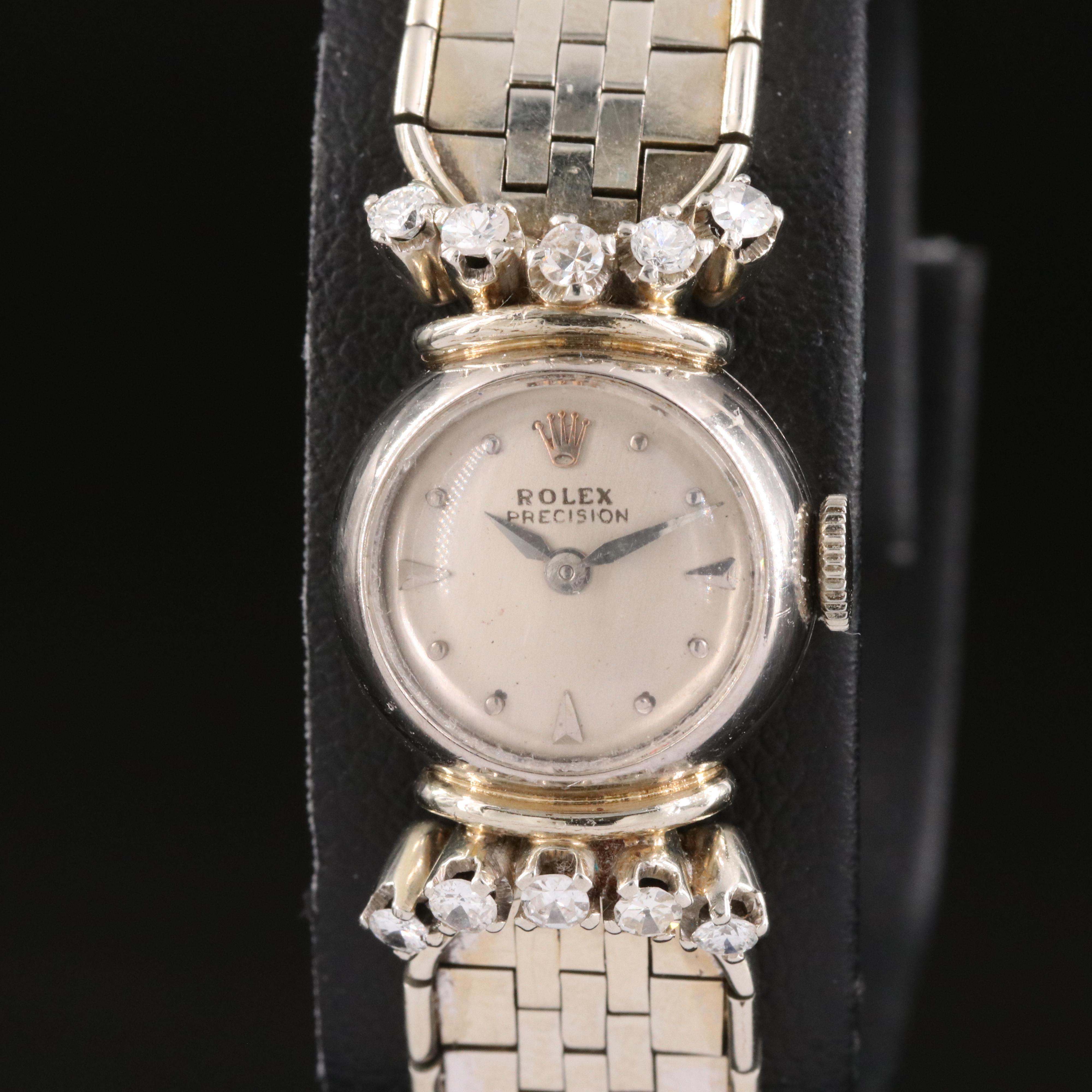 Vintage Rolex Precision 18K Diamond Watch