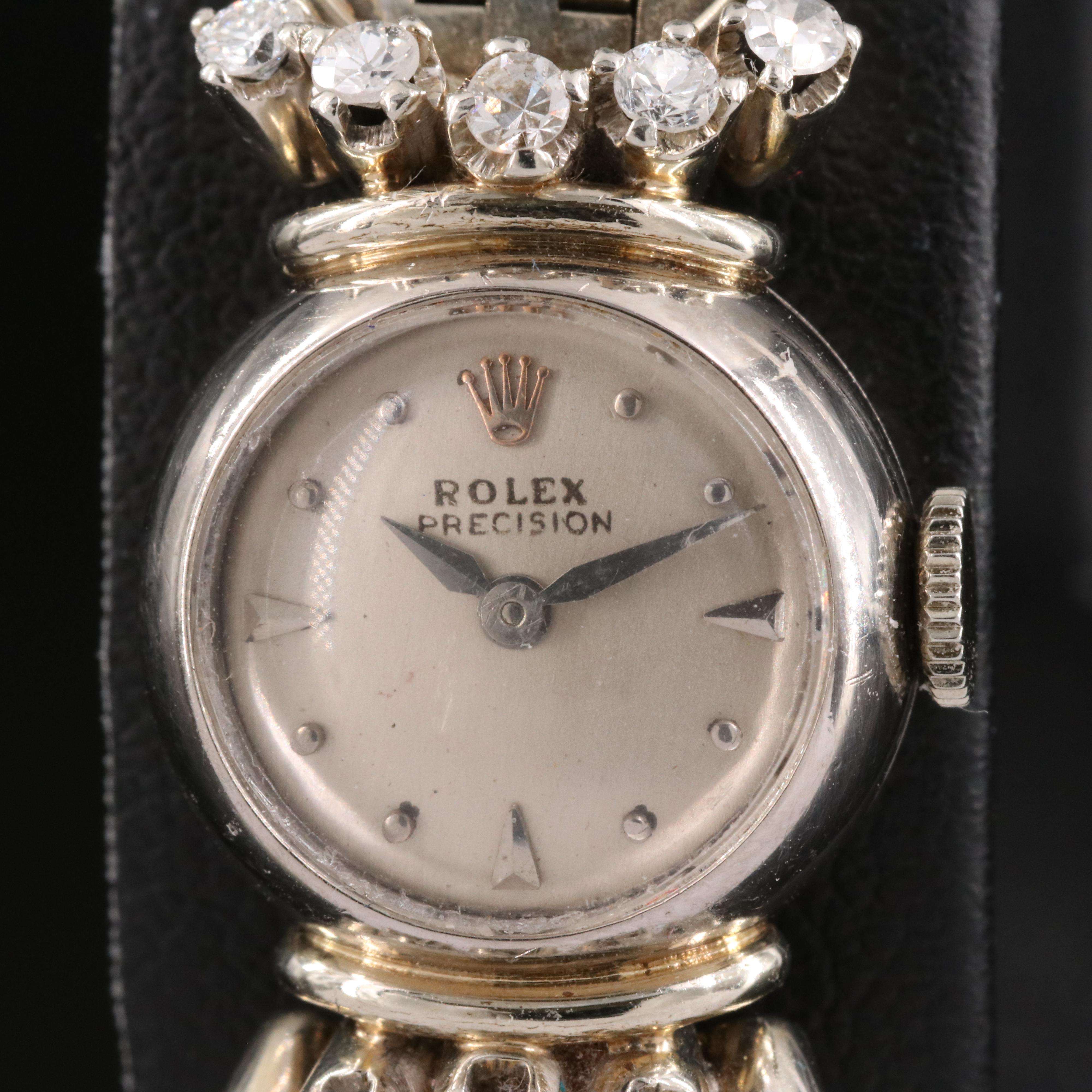 Vintage Rolex Precision 18K Diamond Watch