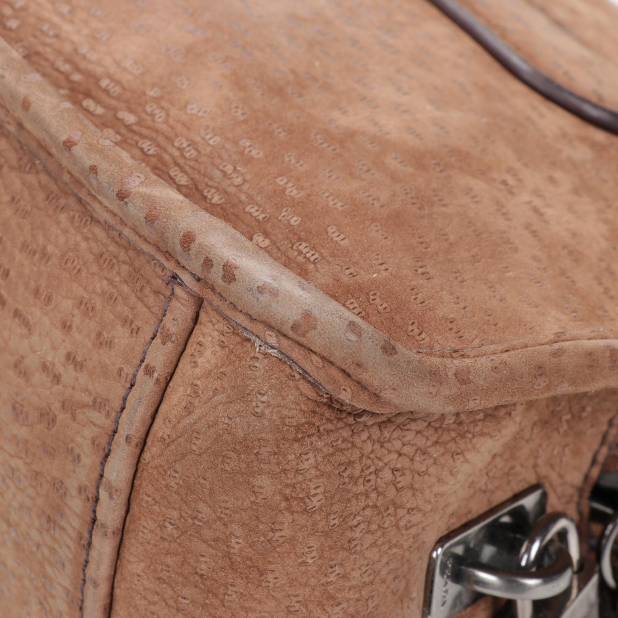 Prada Flap Shoulder Bag in Brown Embossed Suede