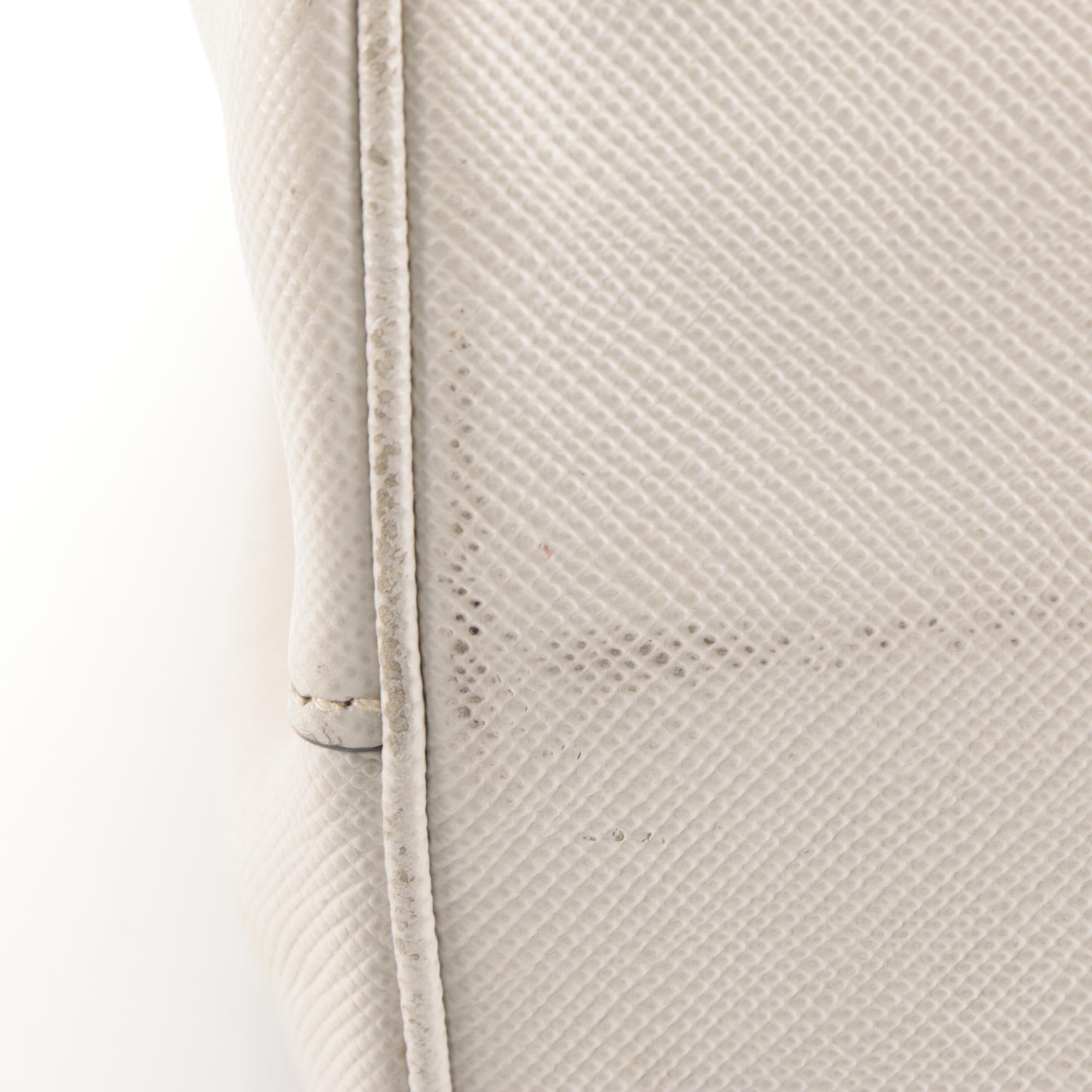 Prada Double Tote in White Saffiano Leather