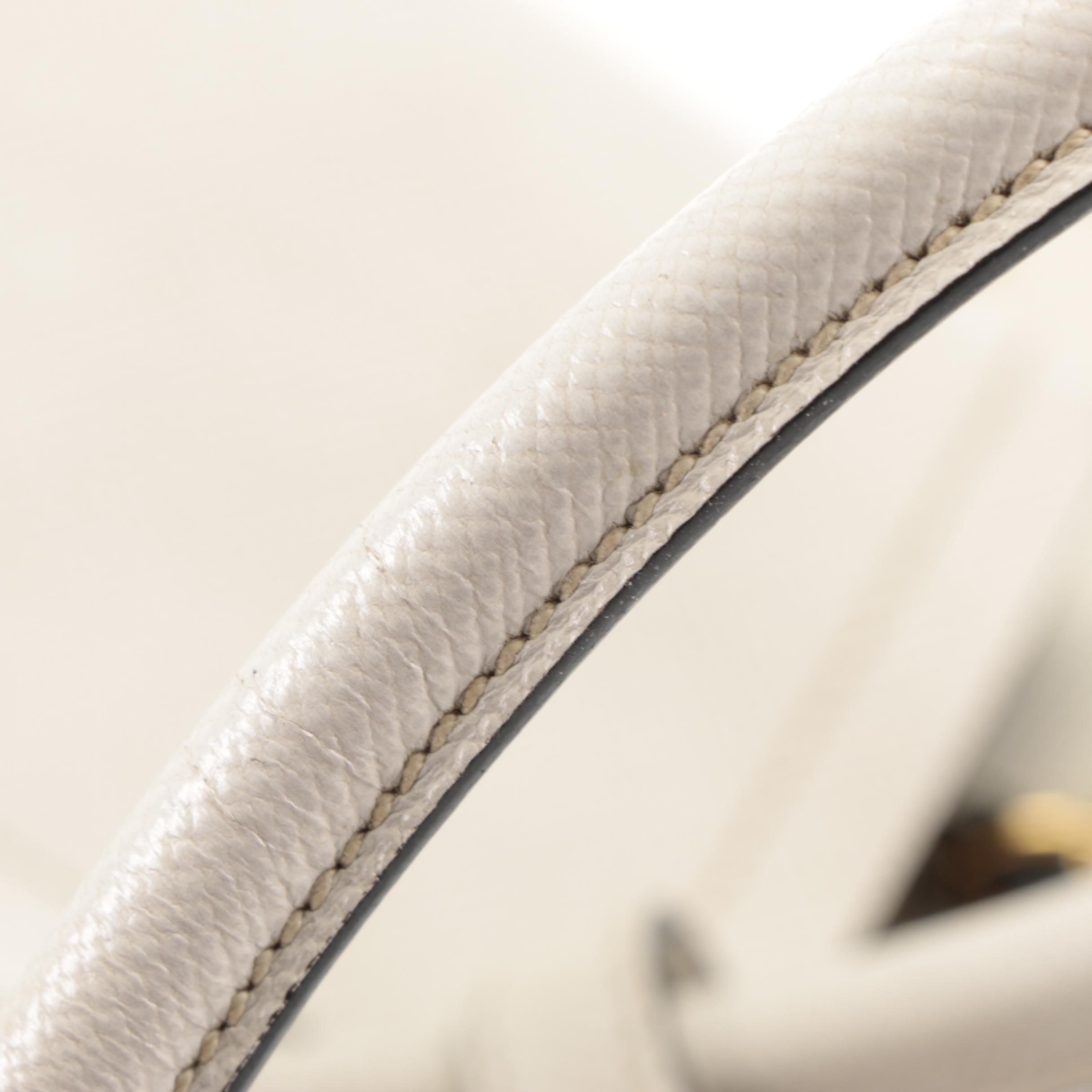 Prada Double Tote in White Saffiano Leather