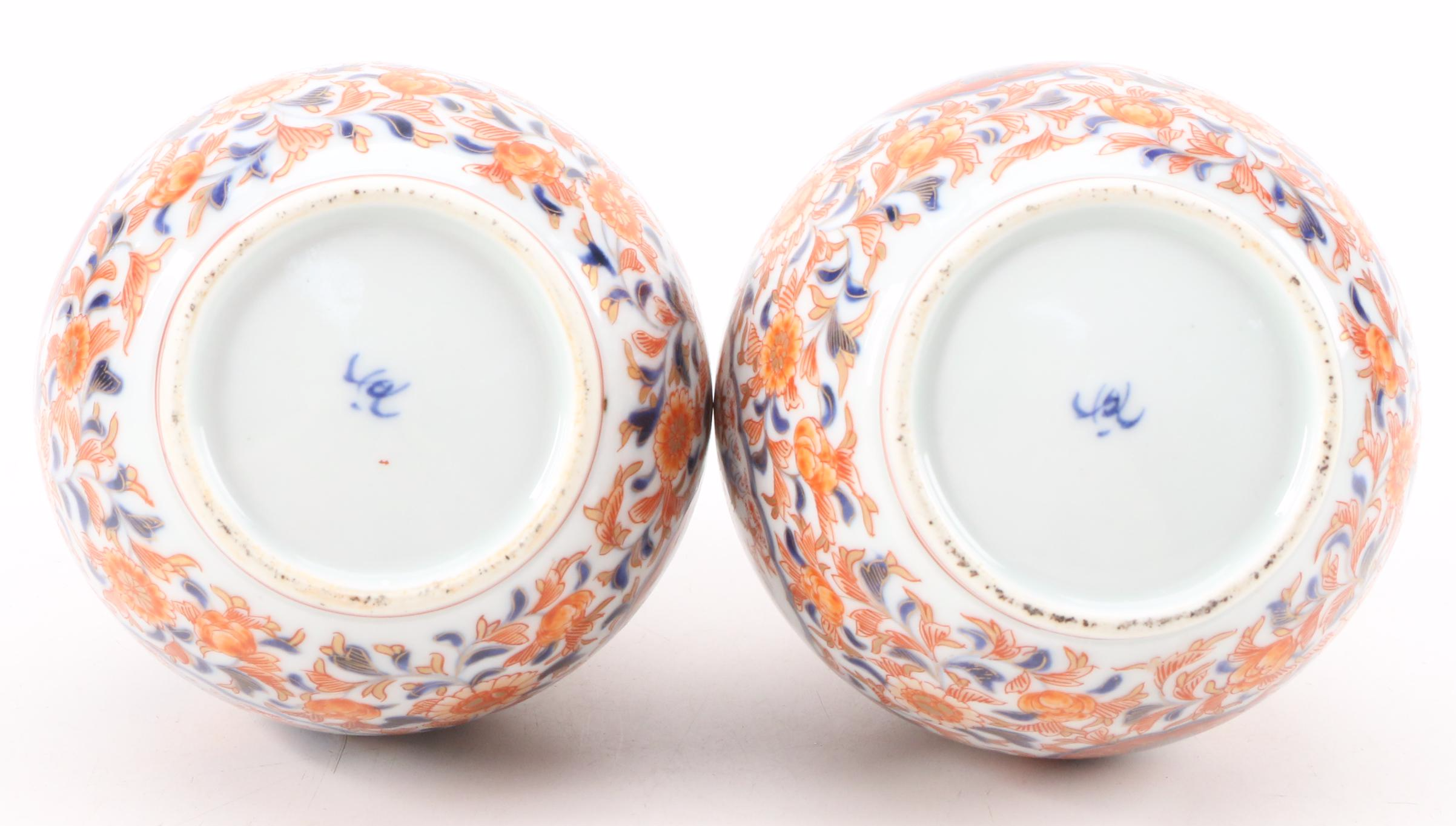 Japanese Fukagawa Koransha Imari Palette Porcelain Bottles