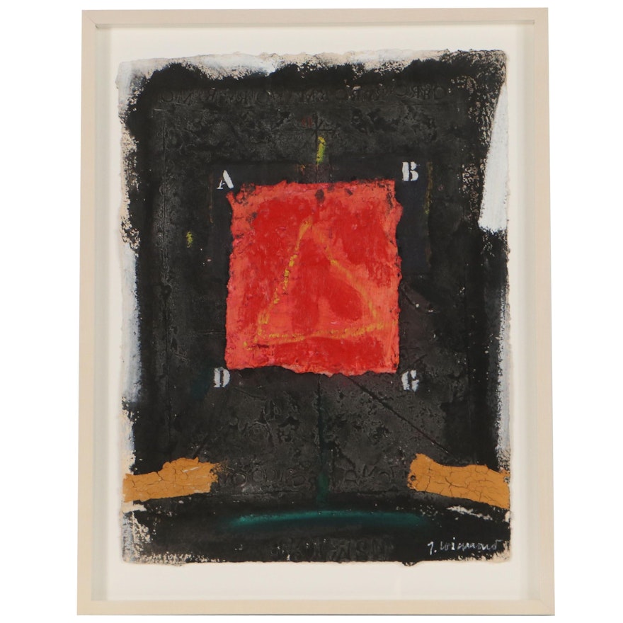 James Coignard Mixed Media Painting "Composition LVII," 1988