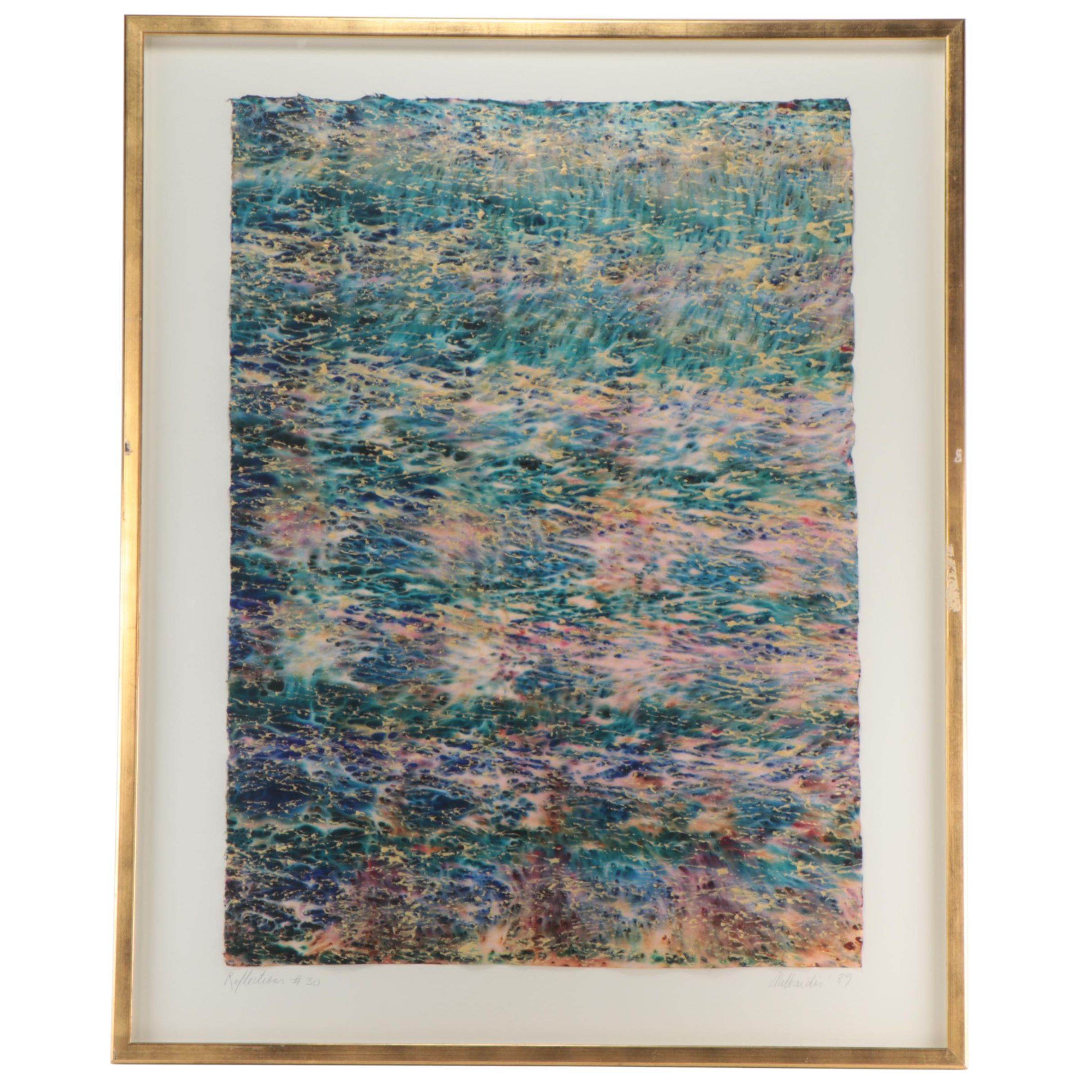 Natalie Melbardis Mixed Media Painting "Reflections #30," 1989