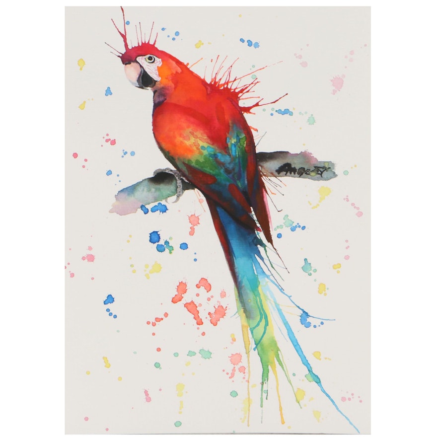 Anne Gorywine Watercolor Painting of Parrot