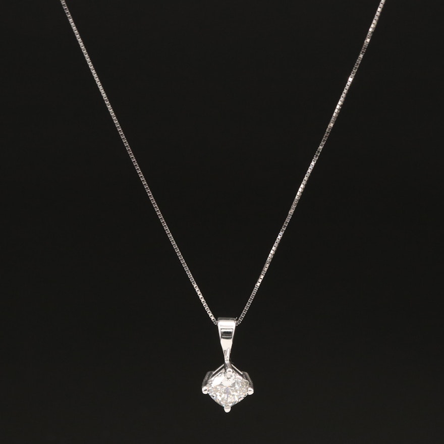 14K 0.77 CT Lab Grown Diamond Solitaire Pendant Necklace