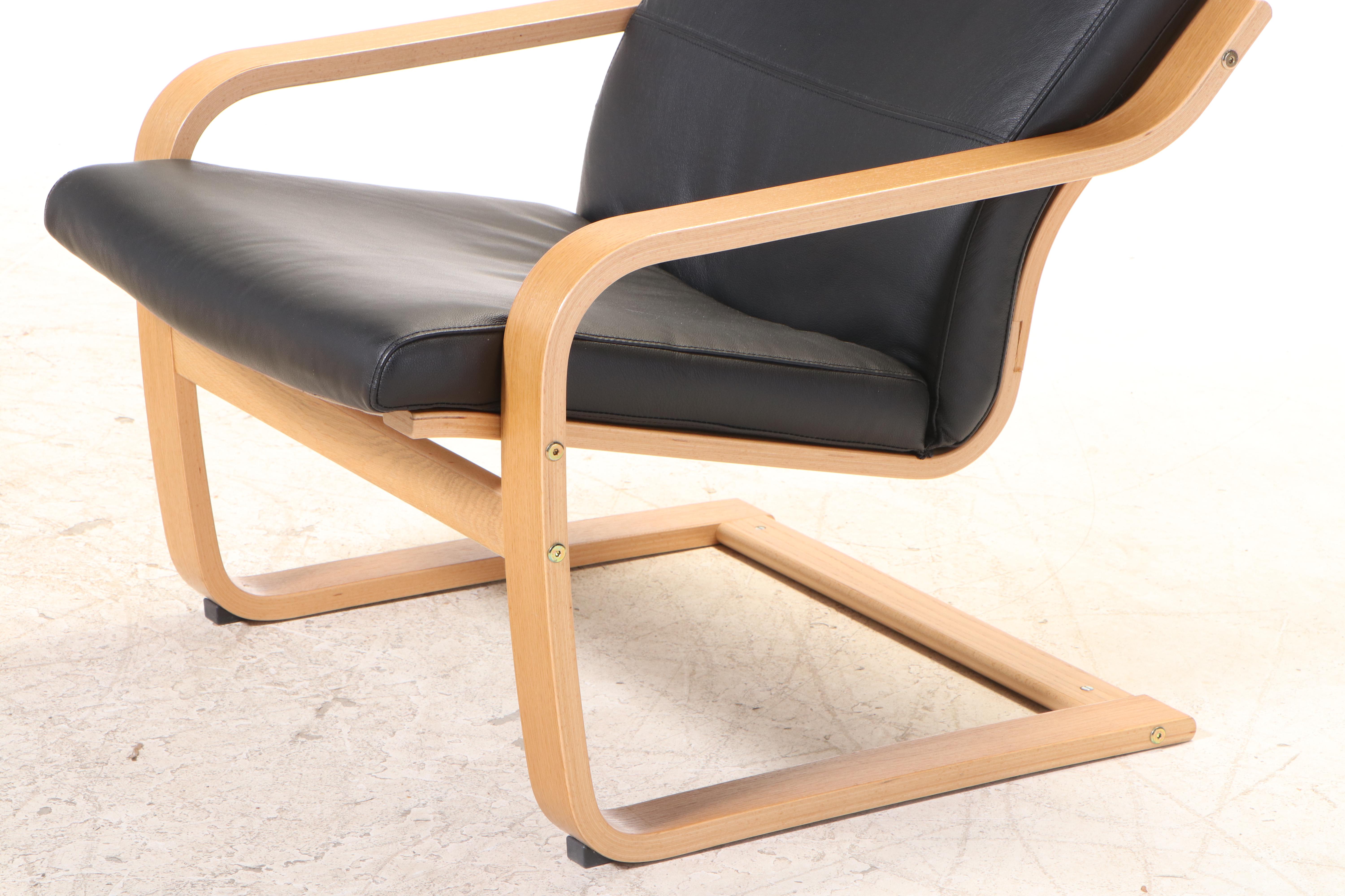 IKEA Laminated Oak Cantilevered Chair and Ottoman