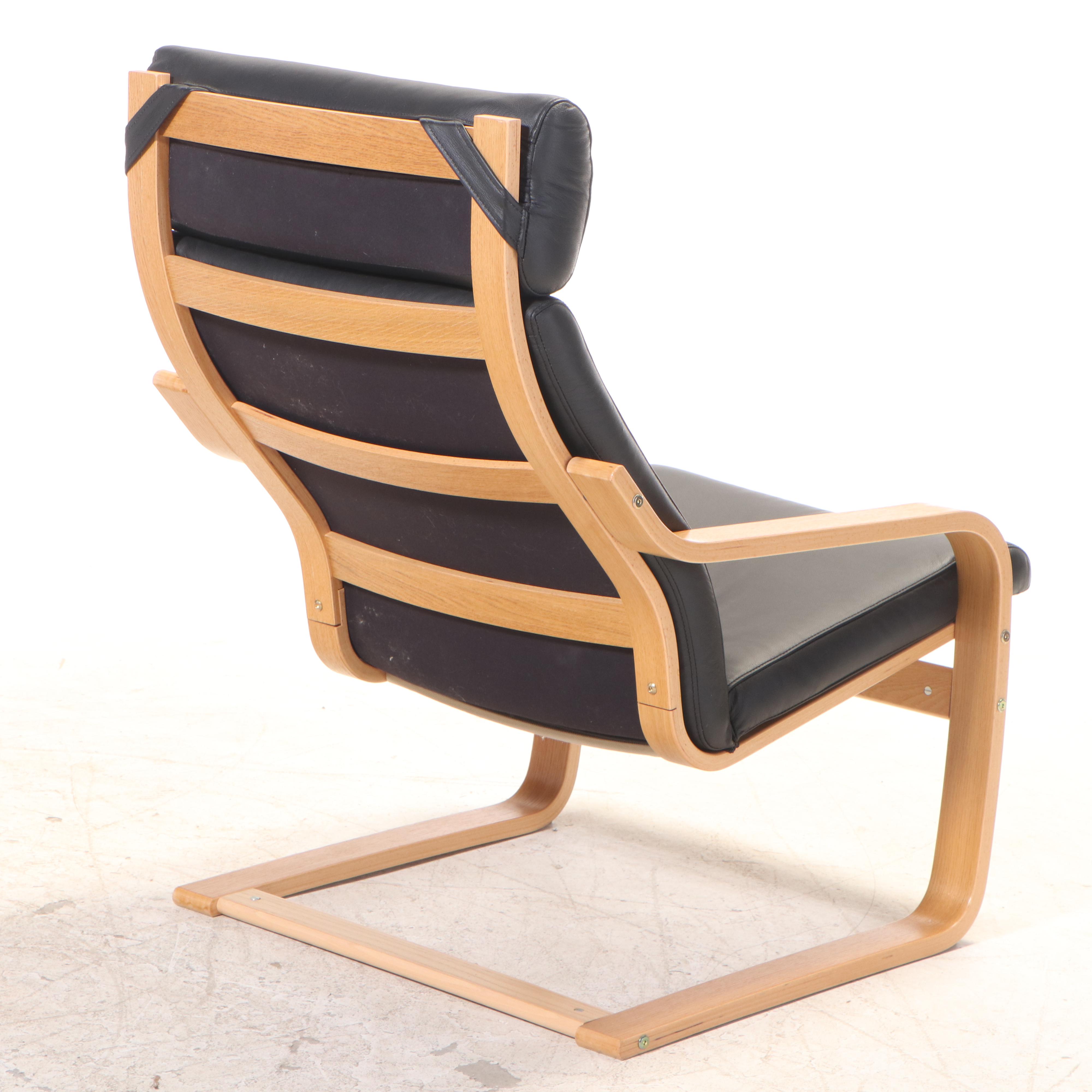 IKEA Laminated Oak Cantilevered Chair and Ottoman