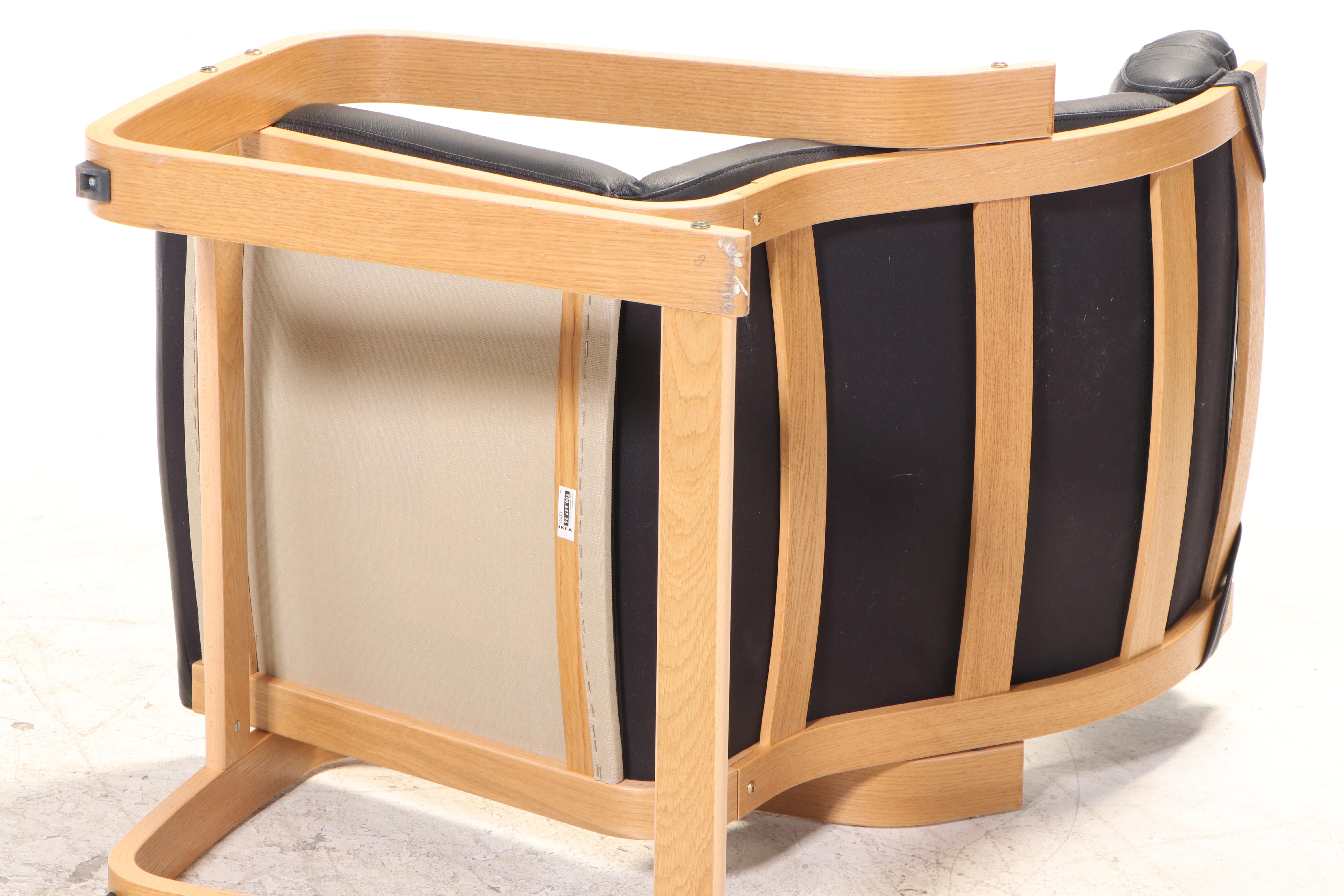 IKEA Laminated Oak Cantilevered Chair and Ottoman