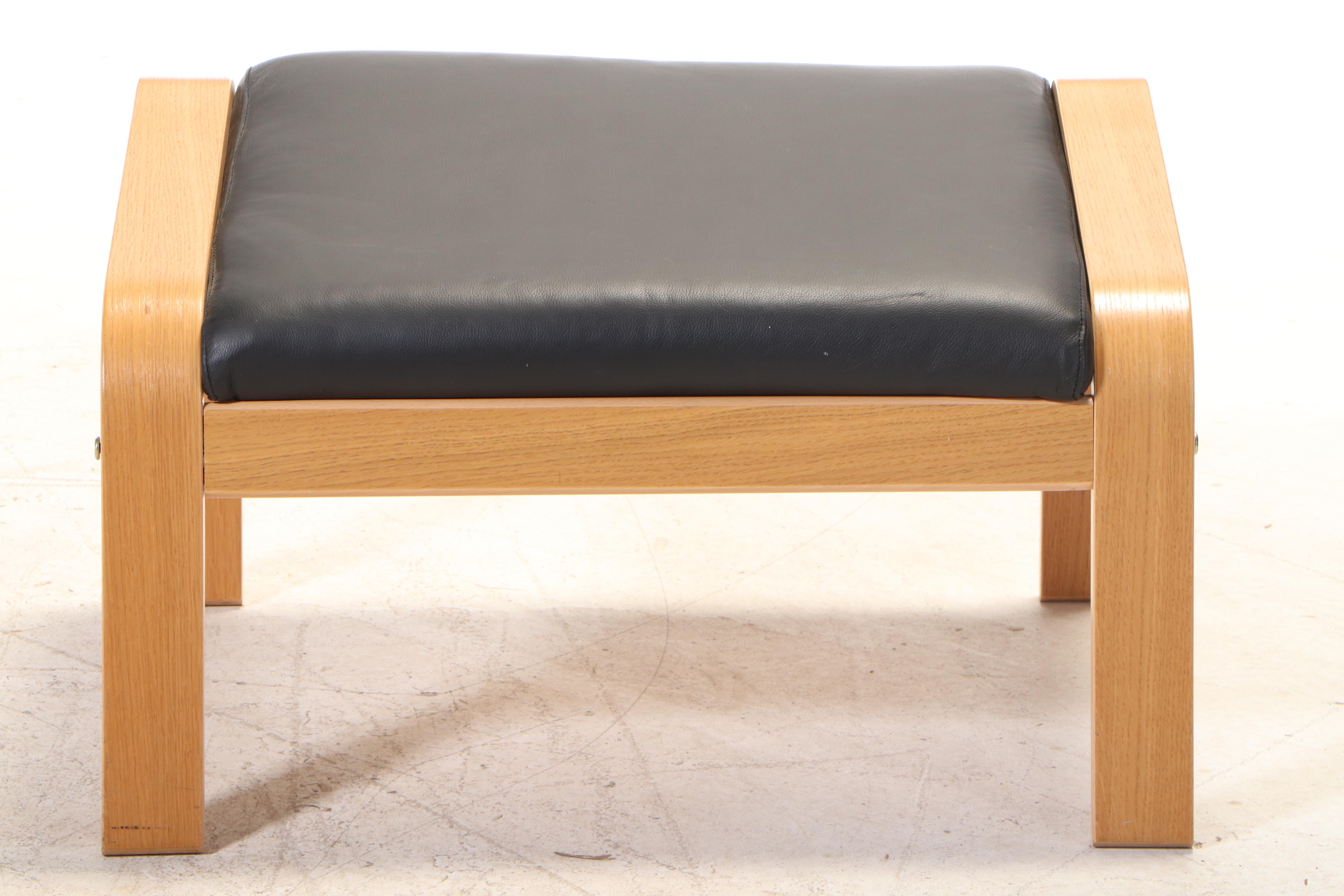 IKEA Laminated Oak Cantilevered Chair and Ottoman