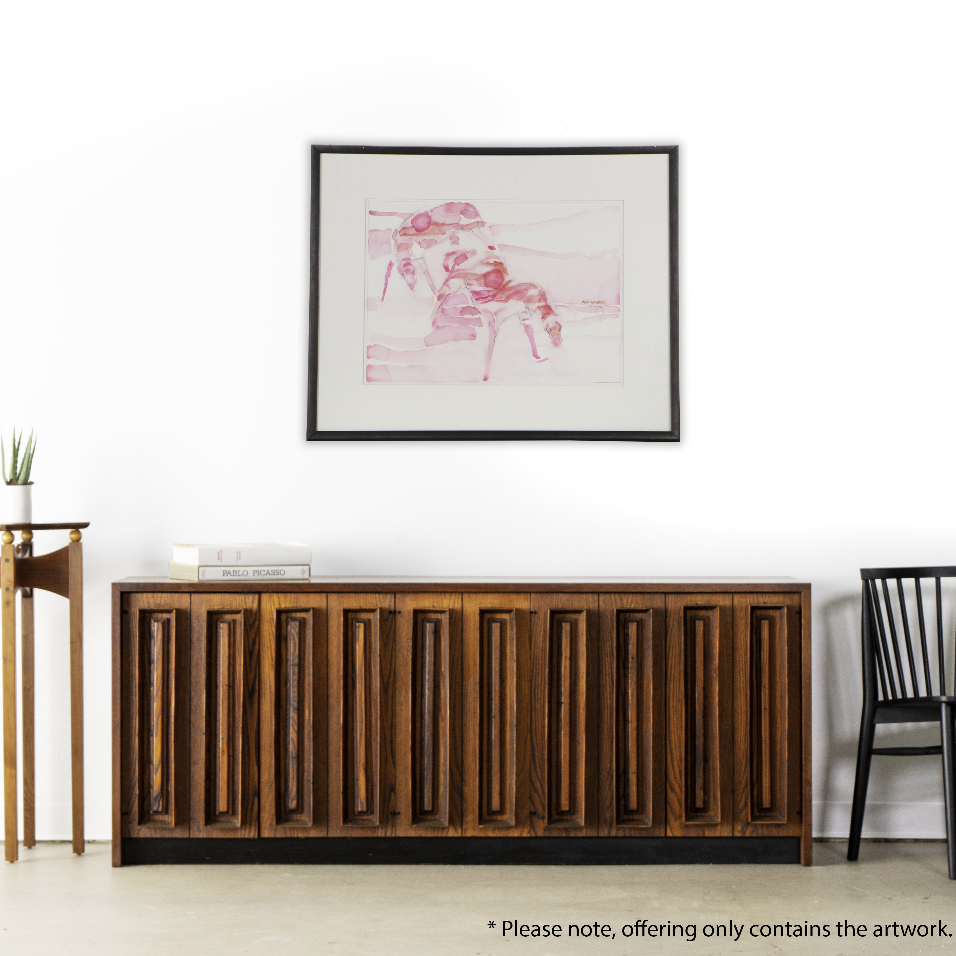 Walter Sorge Watercolor Painting "Red Horses"