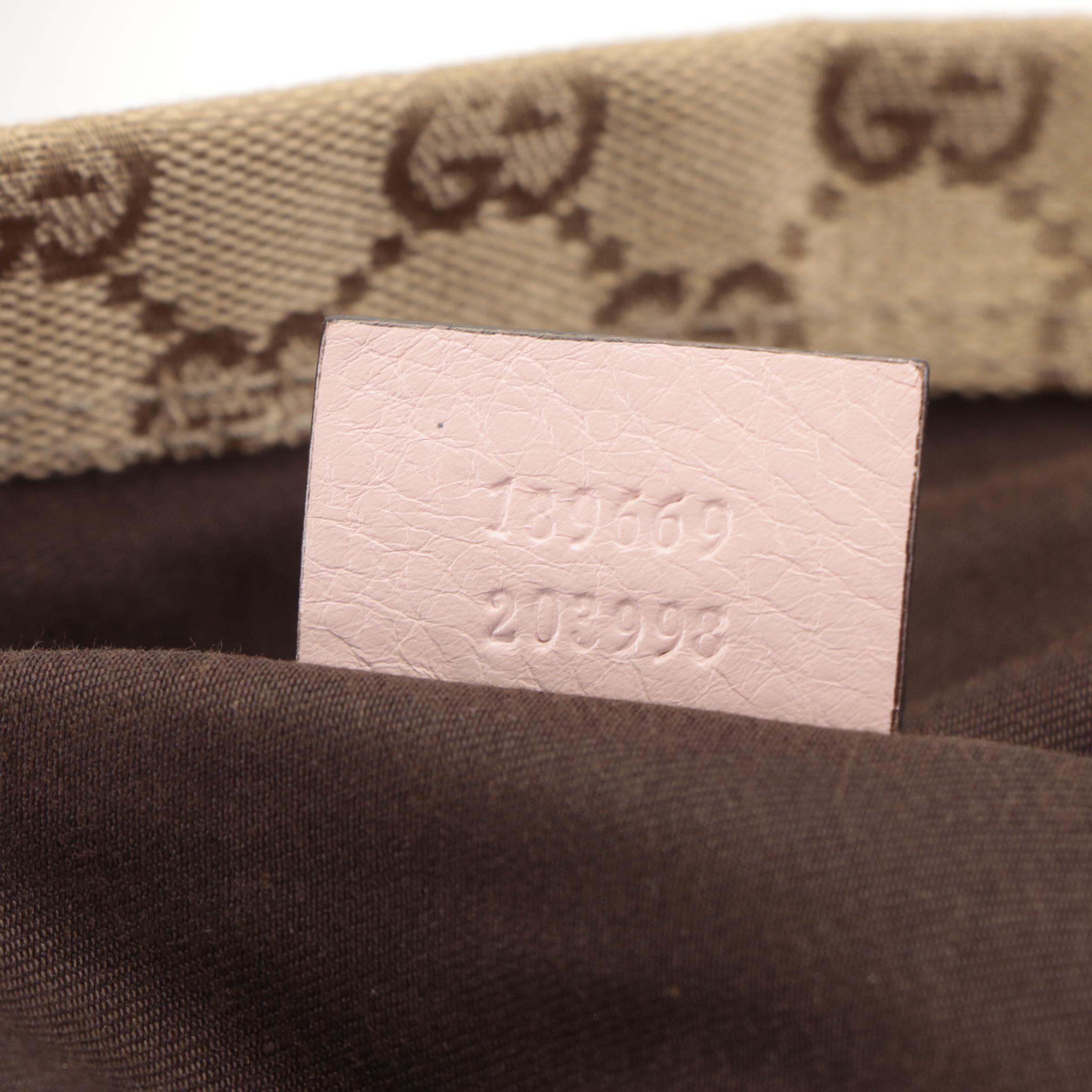 Gucci Tote Bag in GG Canvas with Pink and Blue Web