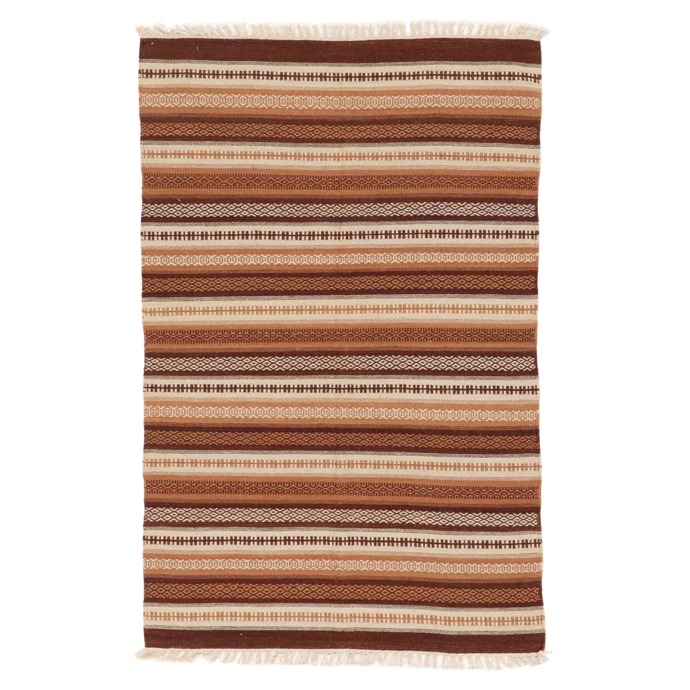 3'10 x 6'7 Handwoven Geometric Kilim Area Rug