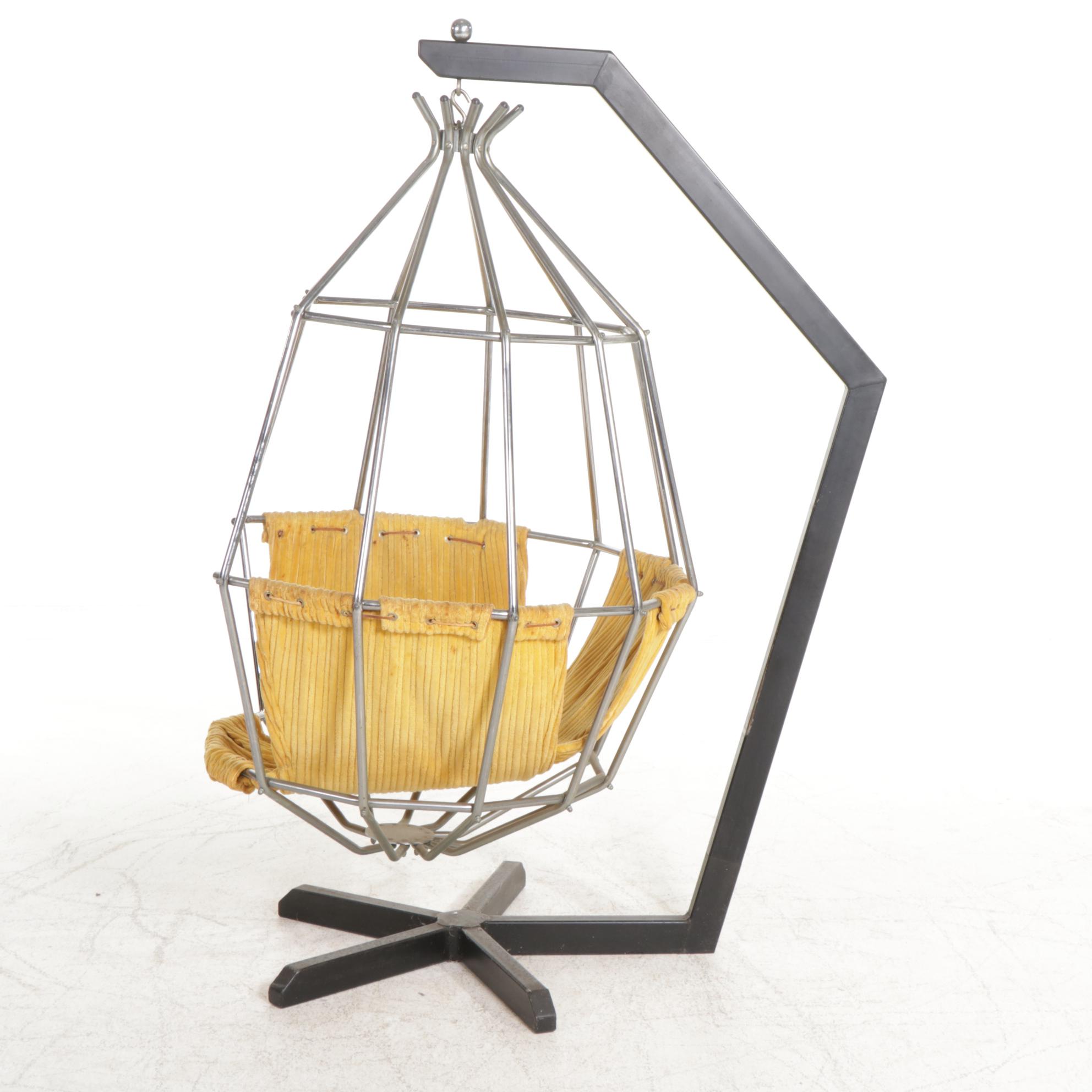 Ib Arberg for Abre Designs "Parrot" Swedish Modern Steel Hanging Chair