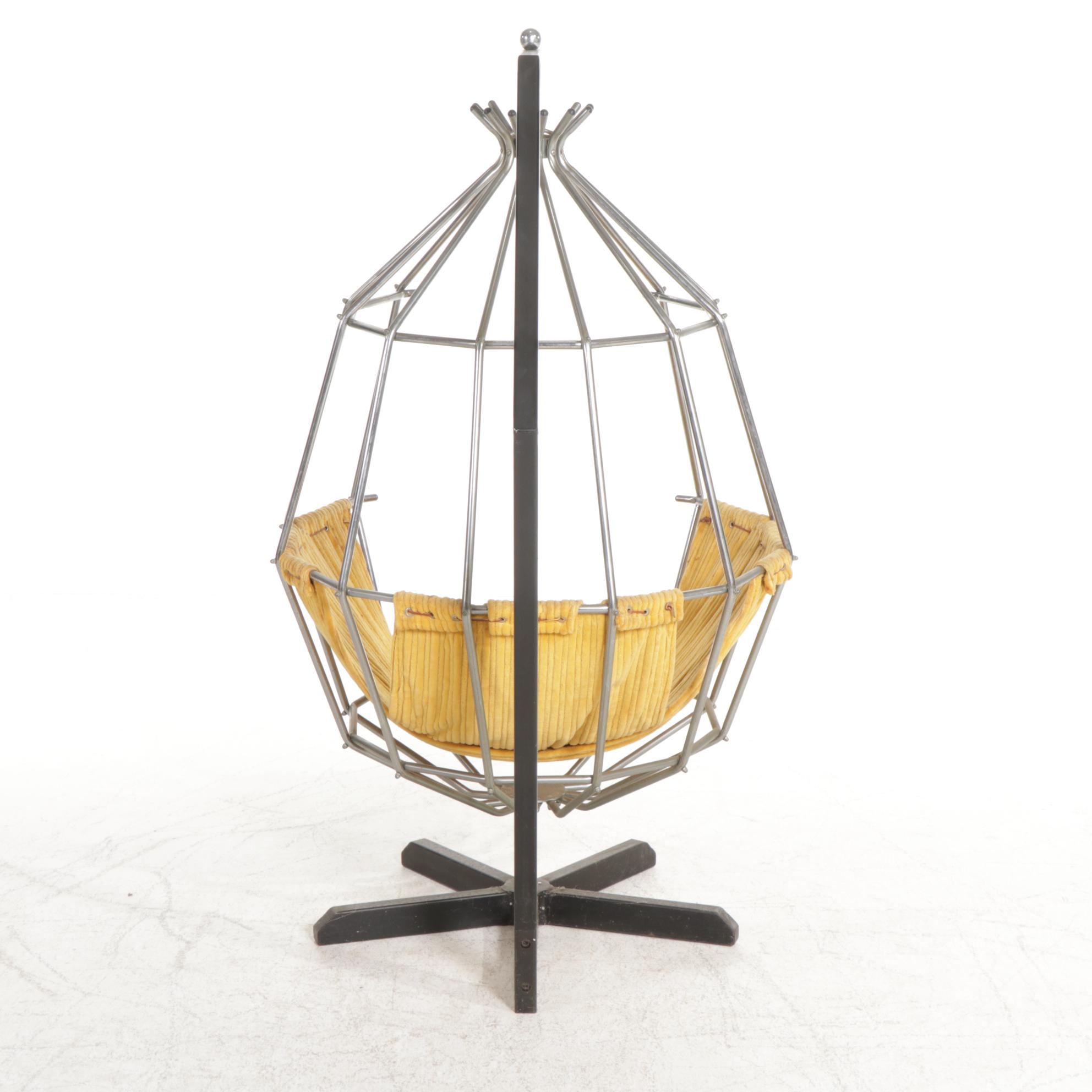 Ib Arberg for Abre Designs "Parrot" Swedish Modern Steel Hanging Chair
