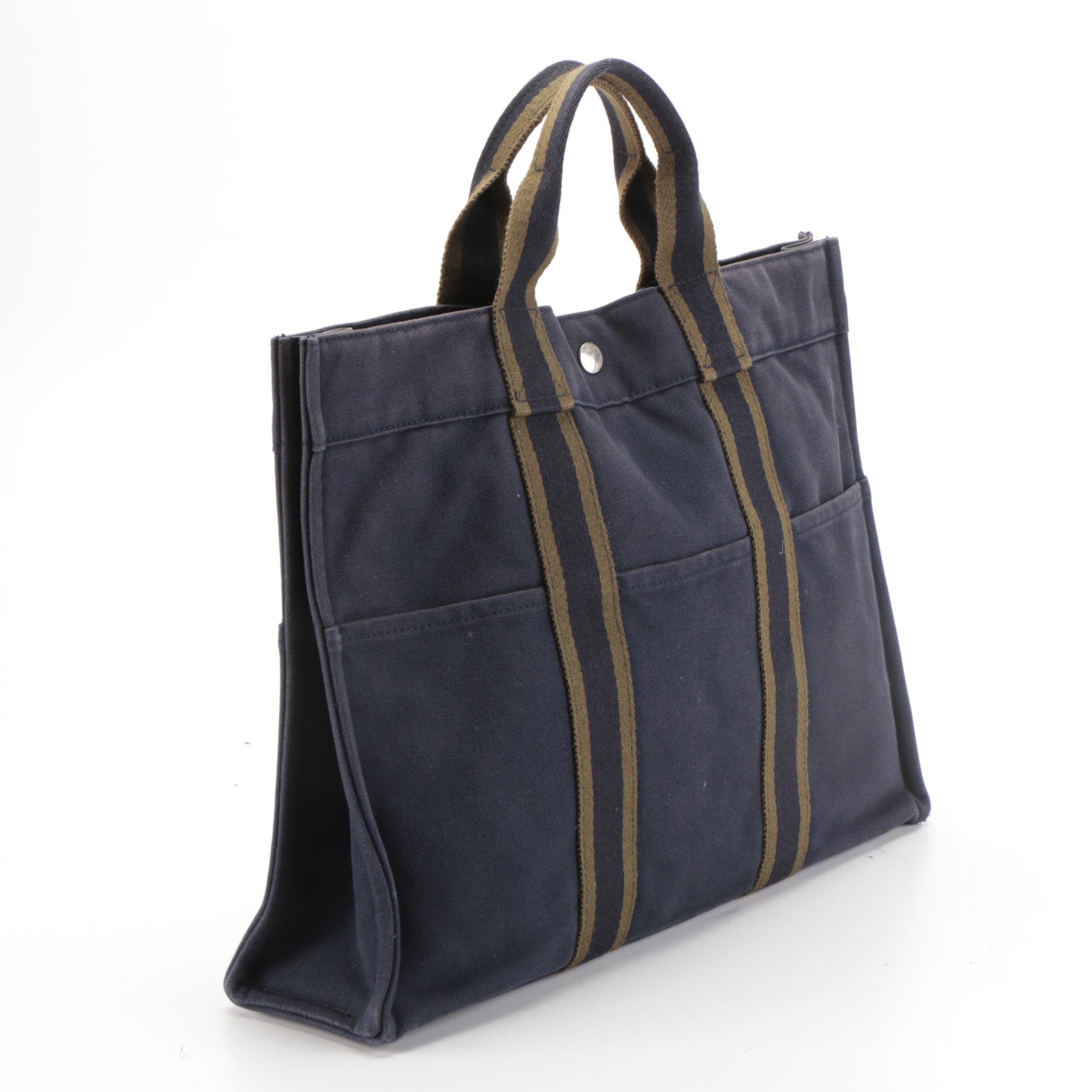 Hermès Fourre Tout GM Tote Bag in Navy Blue Canvas