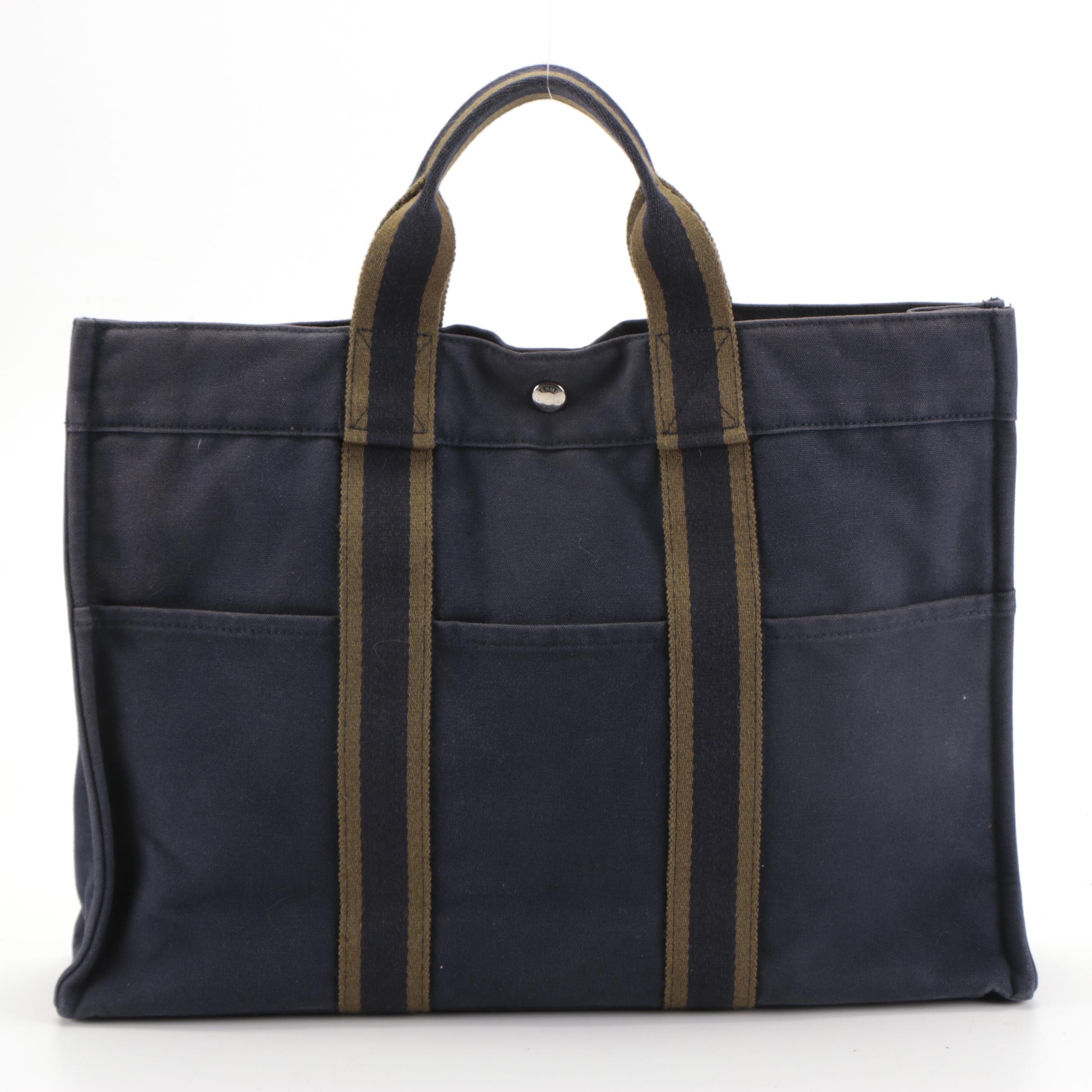 Hermès Fourre Tout GM Tote Bag in Navy Blue Canvas