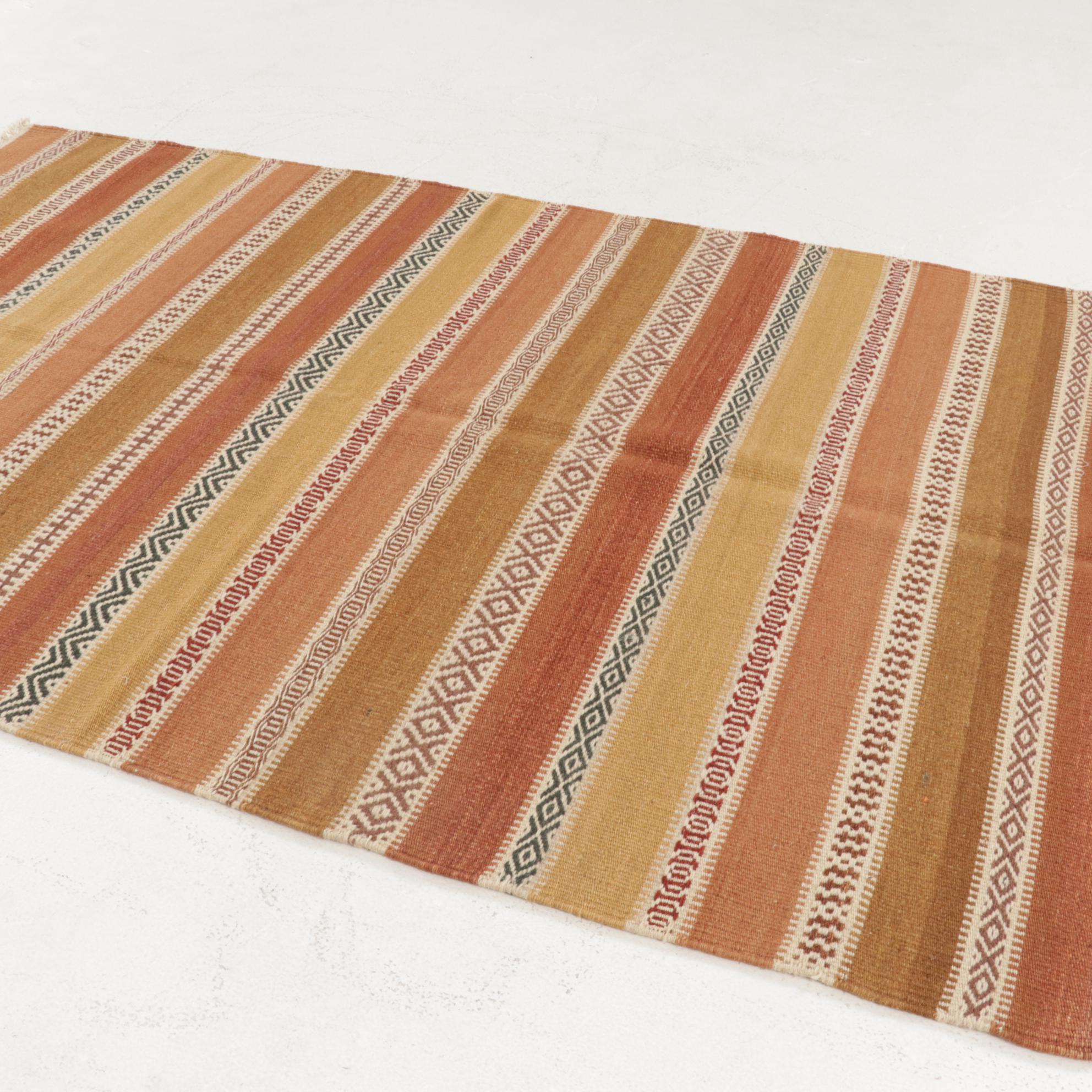 4' x 6'3 Handwoven Geometric Kilim Area Rug