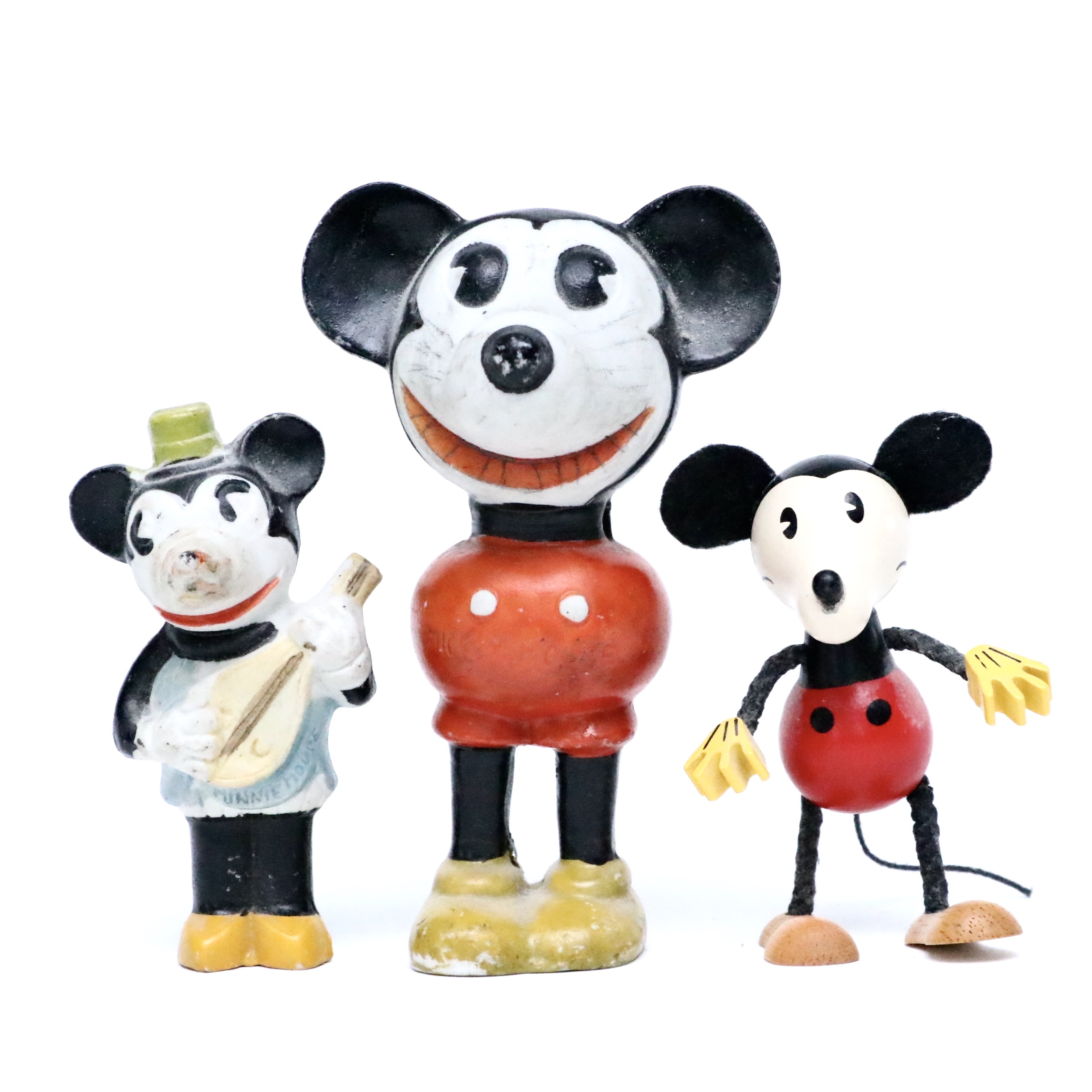 Schylling Disney Posable Mickey Mouse, Japanese Ceramic Mickey and Minnie Mouse