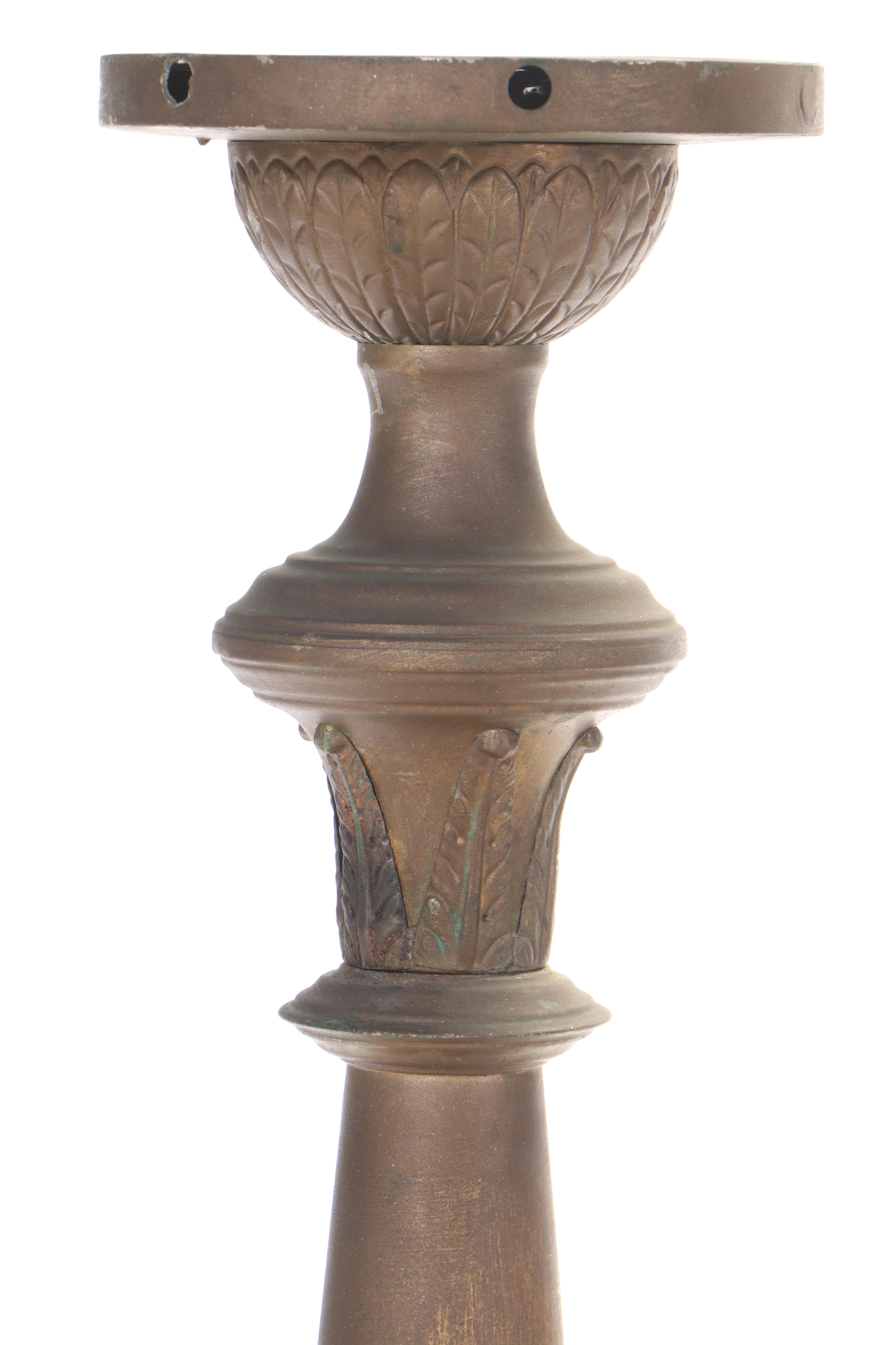 Pair of Gilt Metal Ecclesiastical Altar Candlesticks, Early 20th Century