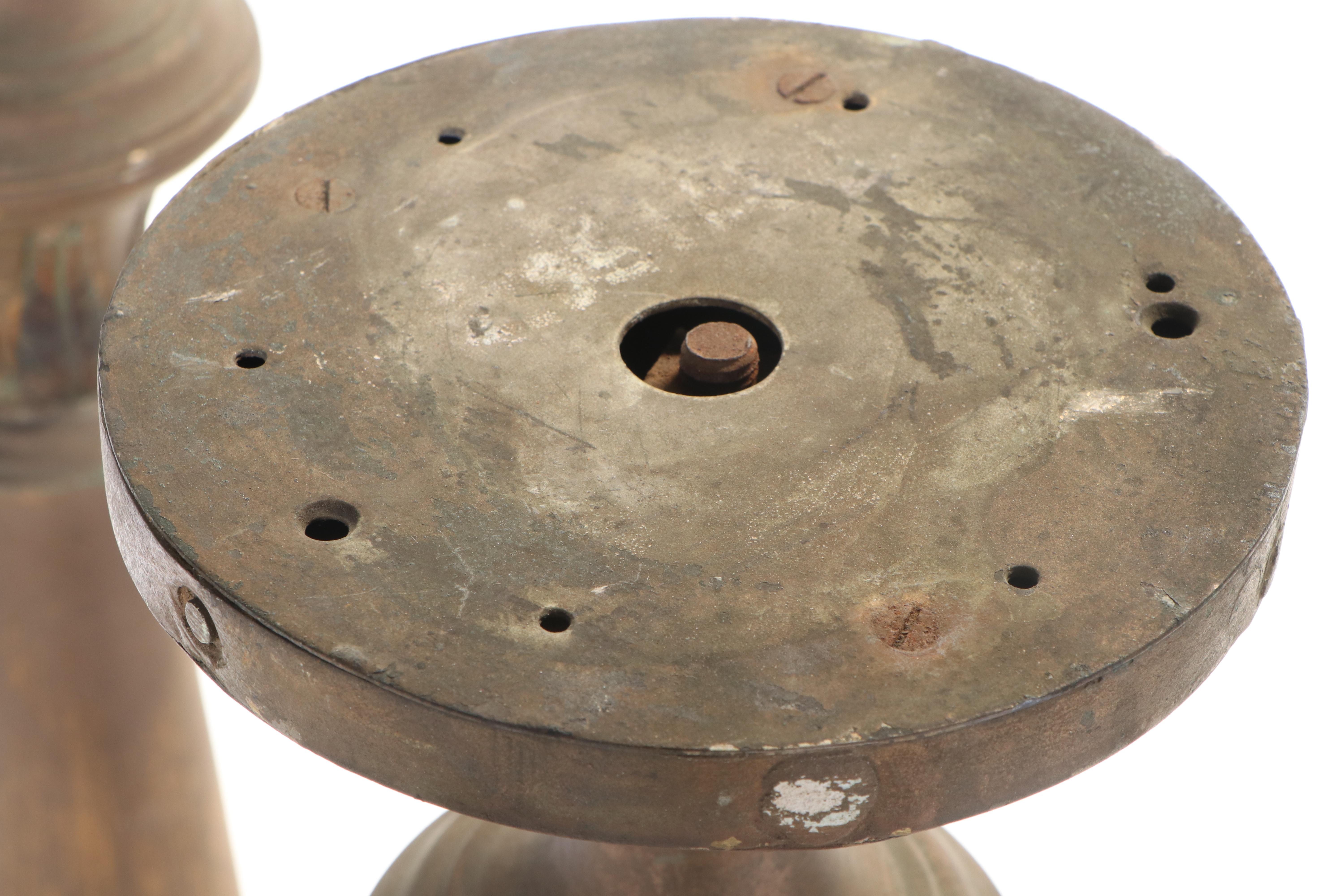 Pair of Gilt Metal Ecclesiastical Altar Candlesticks, Early 20th Century