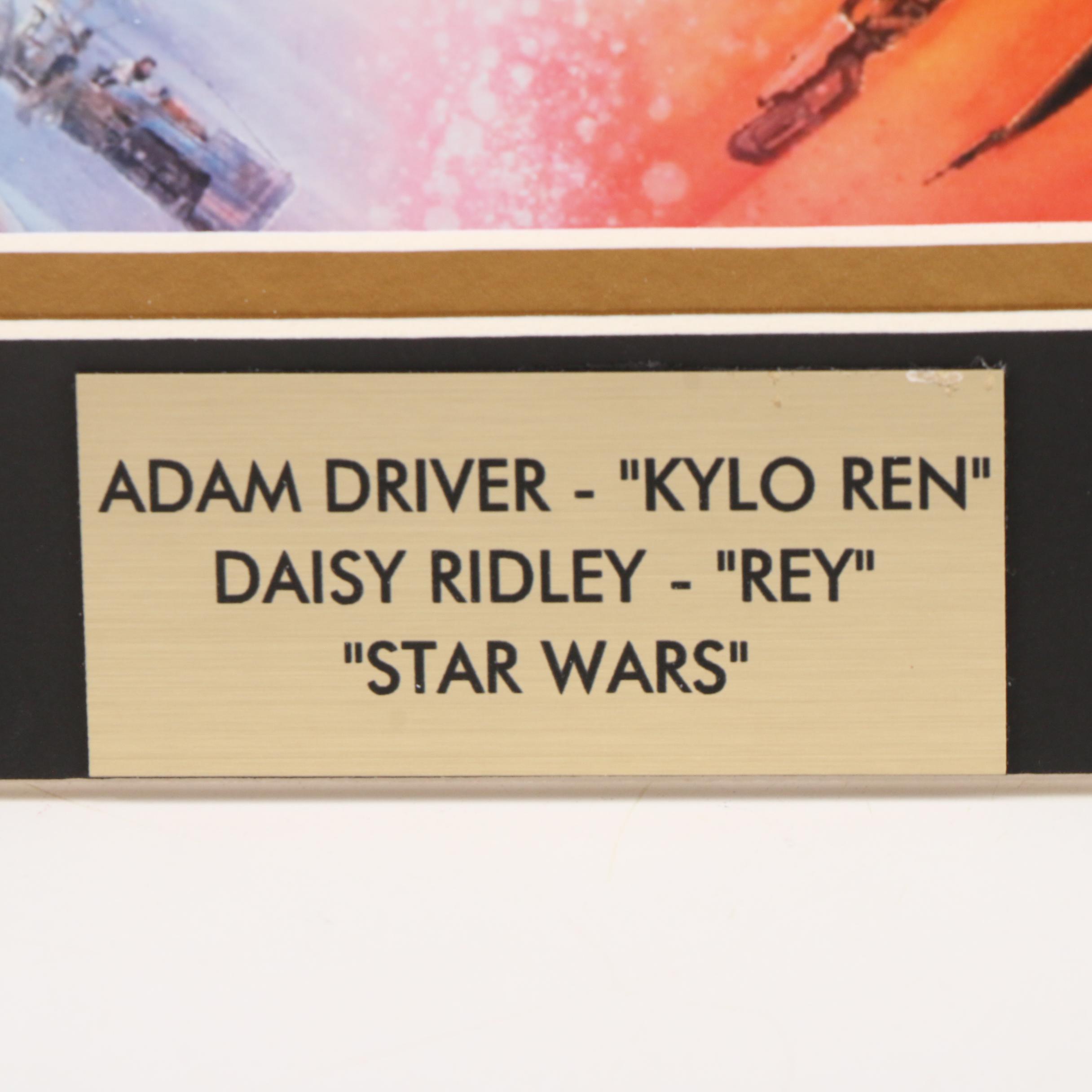 Adam Driver "Kylo Ren" and Daisy Ridley "Rey" Signed Star Wars Publicity Print