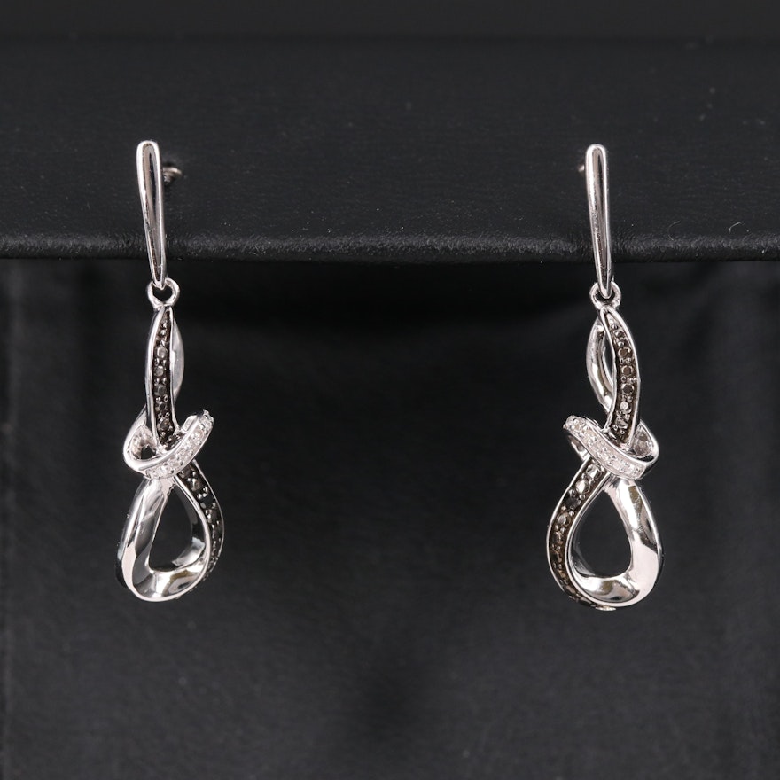 Sterling Diamond Drop Earrings