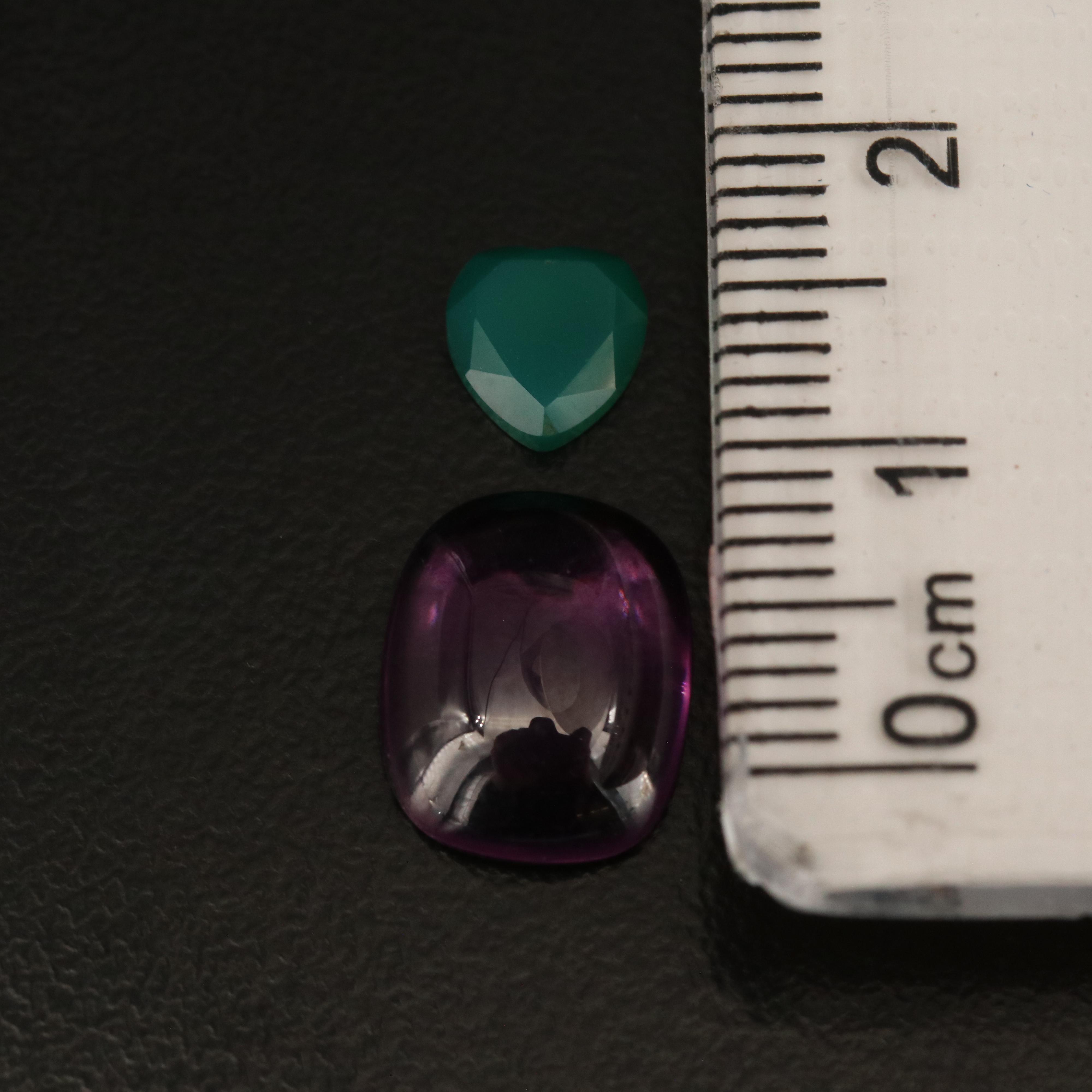 Loose MIxed Cabochon Chalcedony and Lab Grown Glass