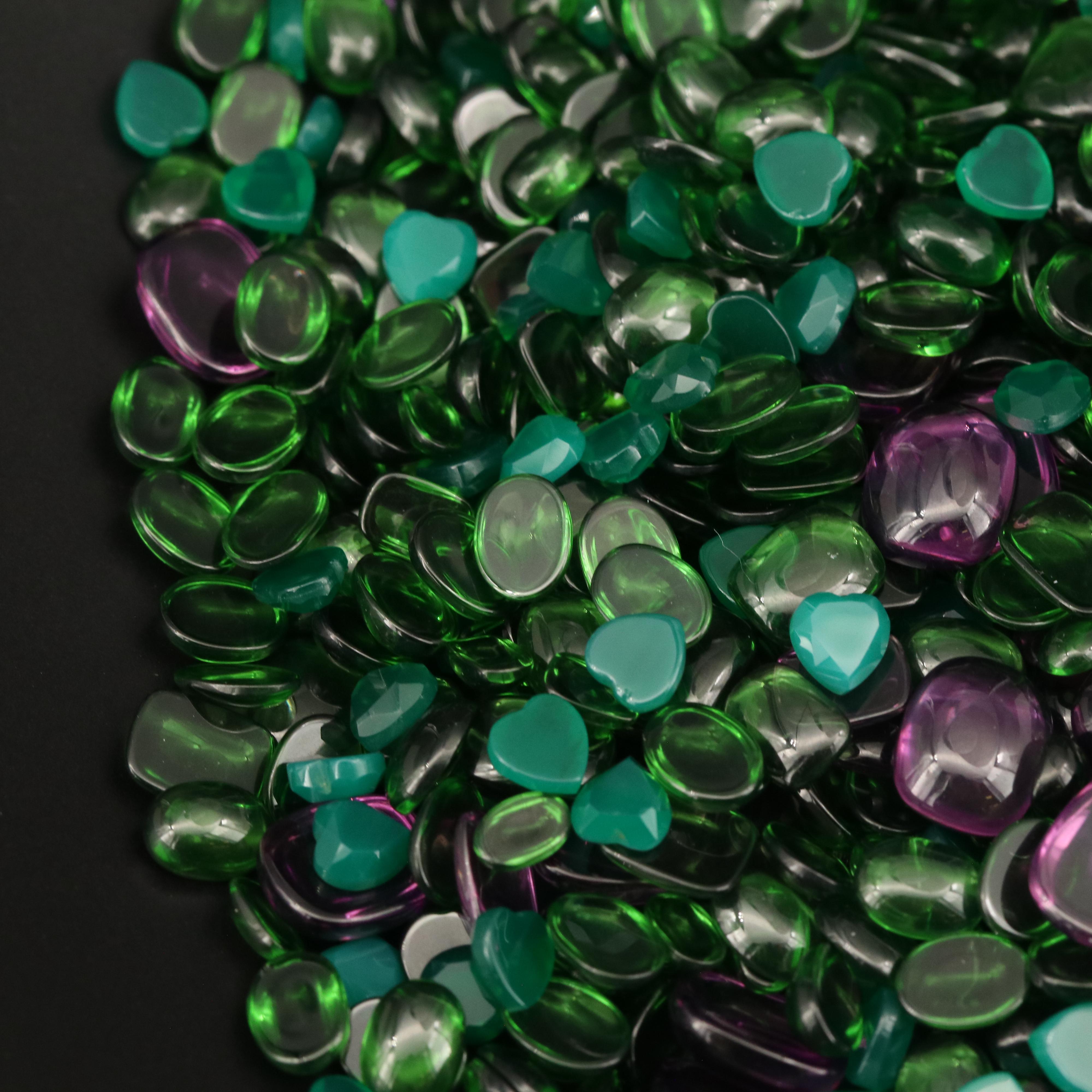 Loose MIxed Cabochon Chalcedony and Lab Grown Glass