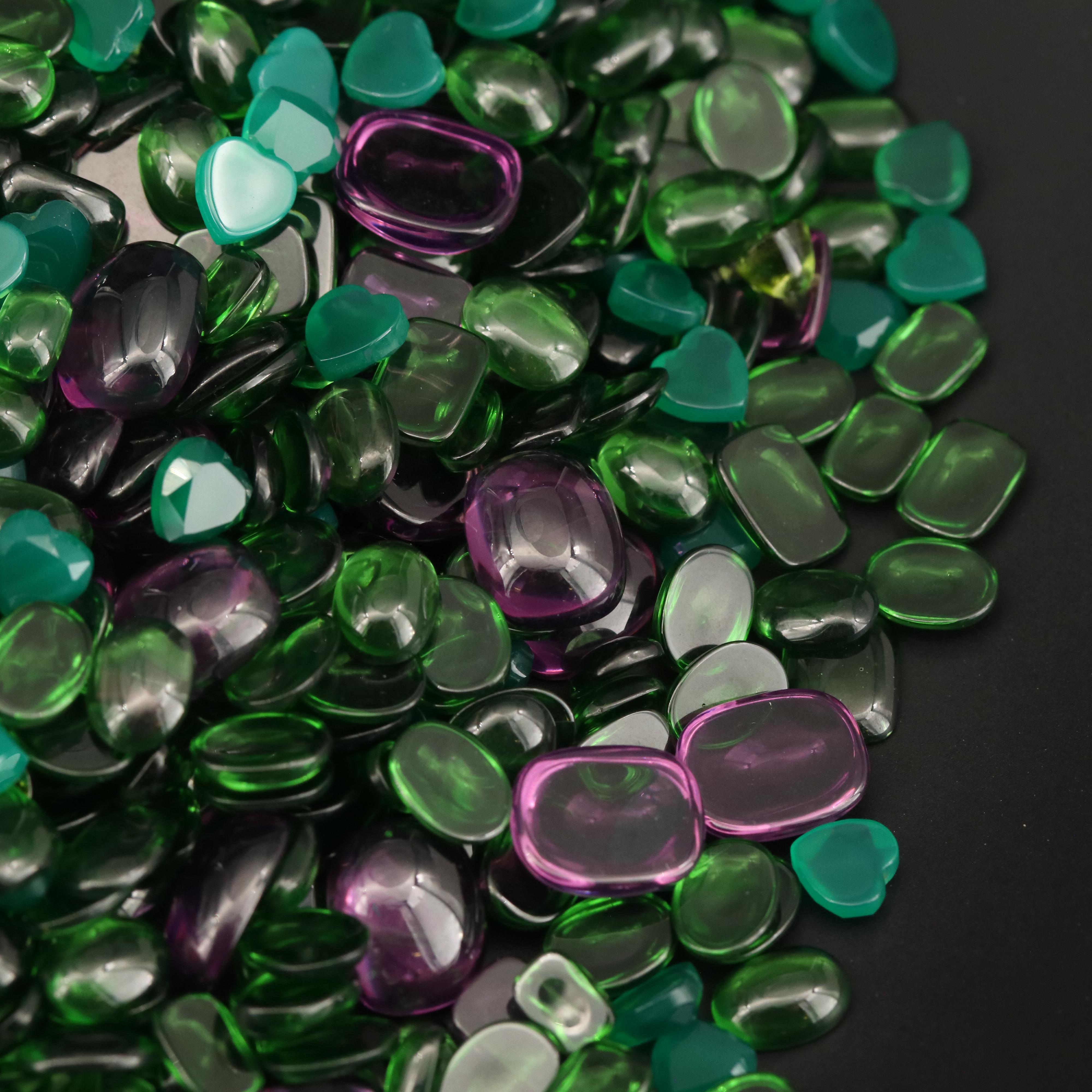 Loose MIxed Cabochon Chalcedony and Lab Grown Glass