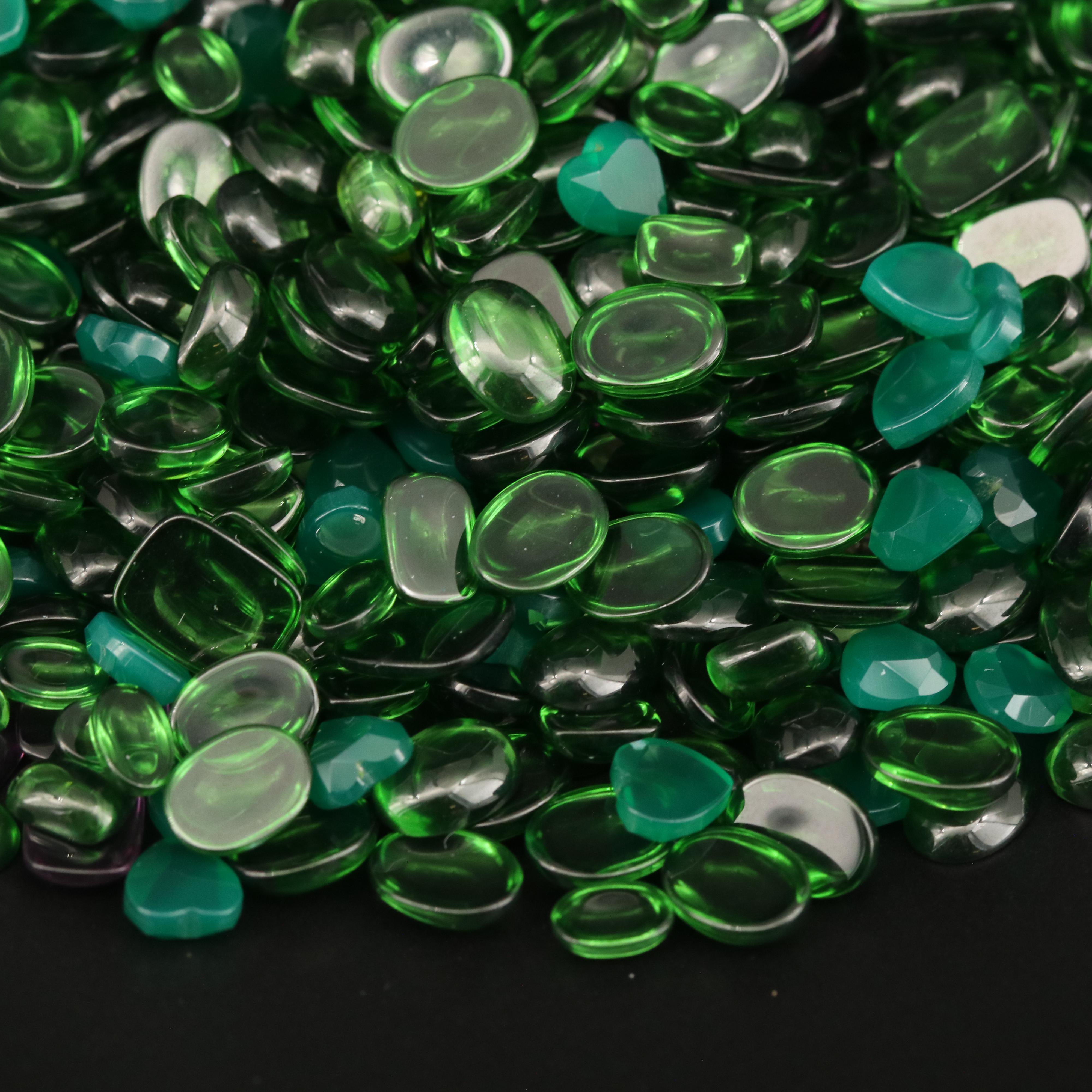 Loose MIxed Cabochon Chalcedony and Lab Grown Glass