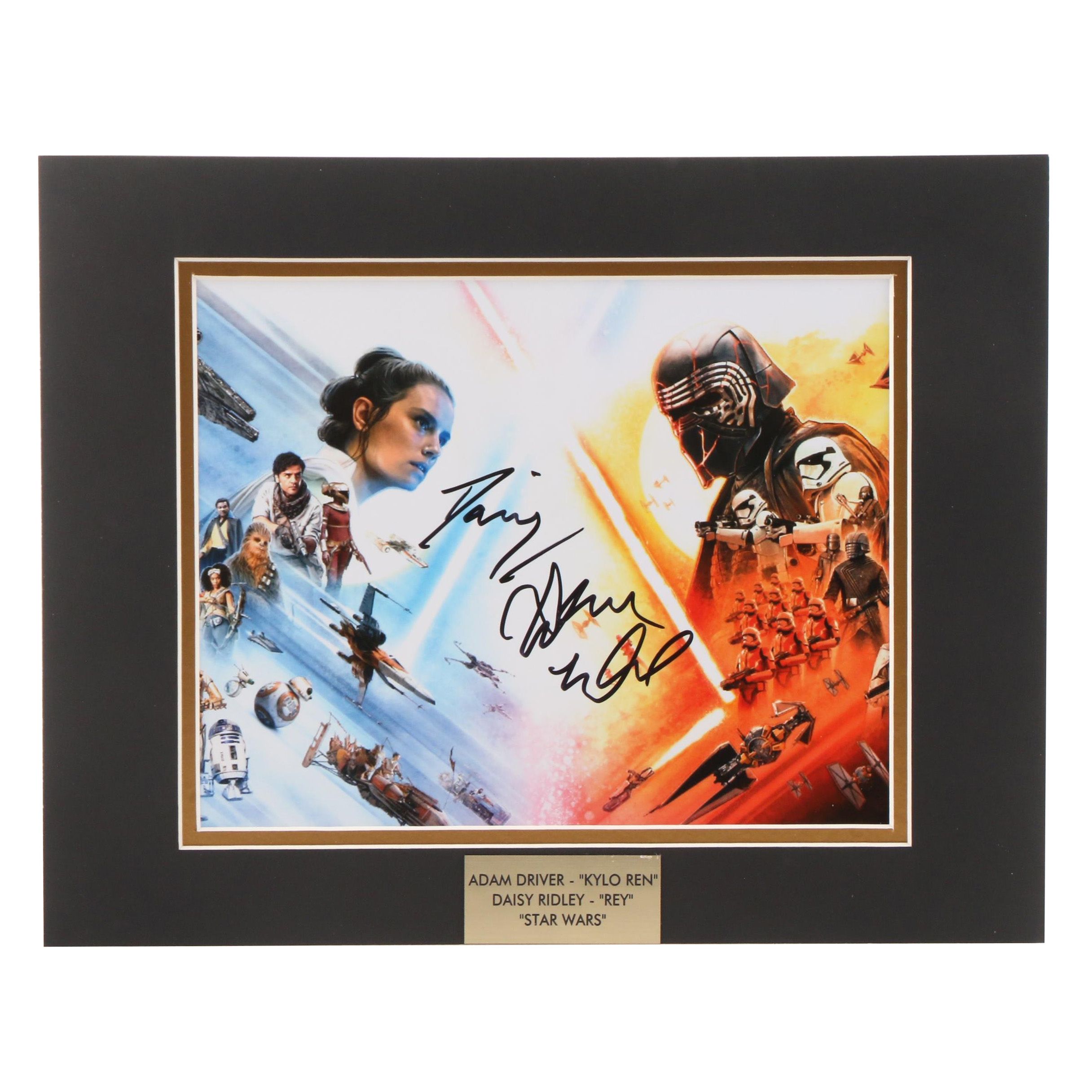 Adam Driver "Kylo Ren" and Daisy Ridley "Rey" Signed Star Wars Publicity Print