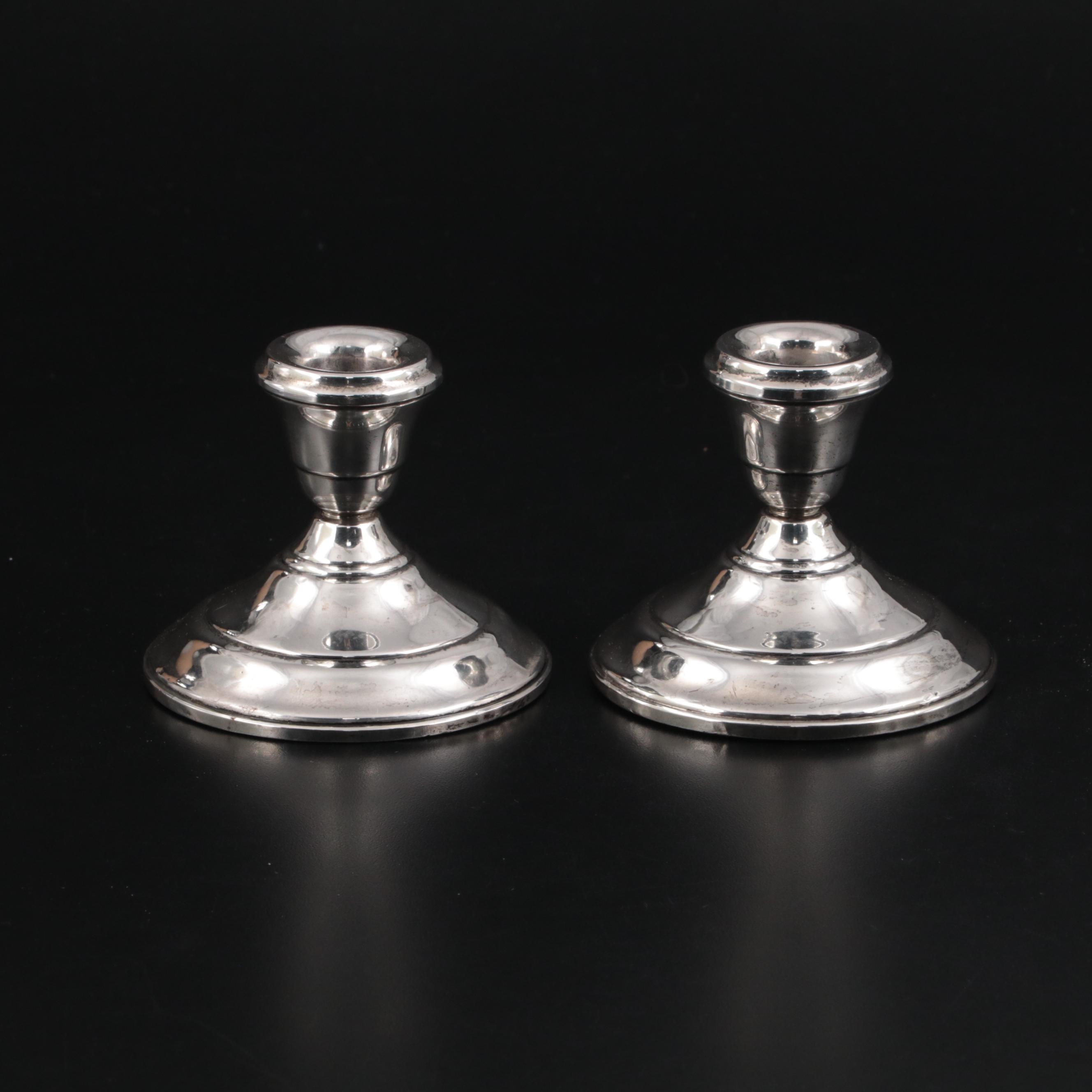 Sterling Silver and Silver Plate Utensils with Weighted Candlesticks and More
