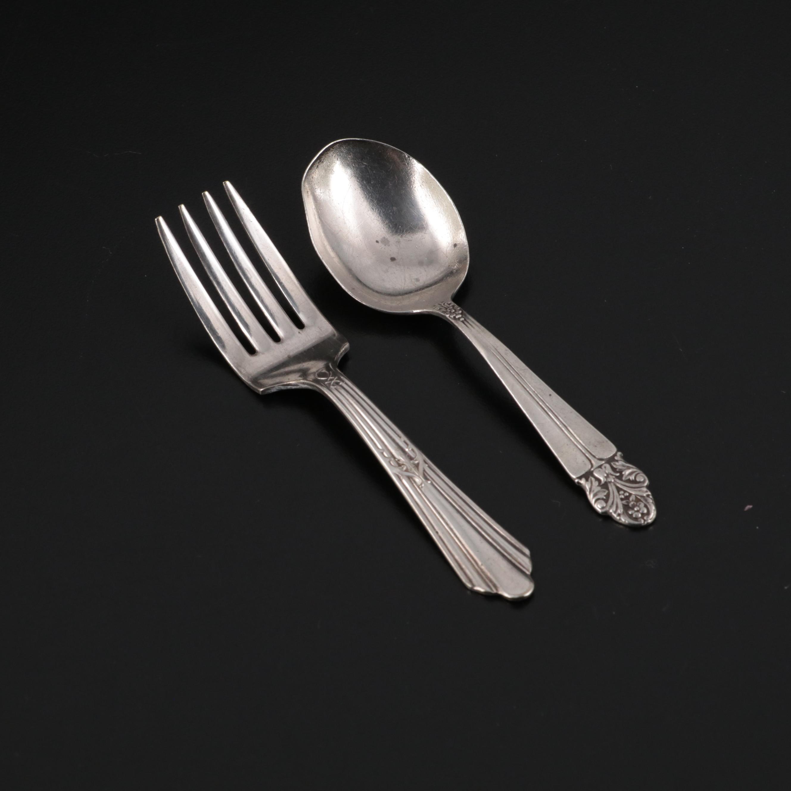 Sterling Silver and Silver Plate Utensils with Weighted Candlesticks and More