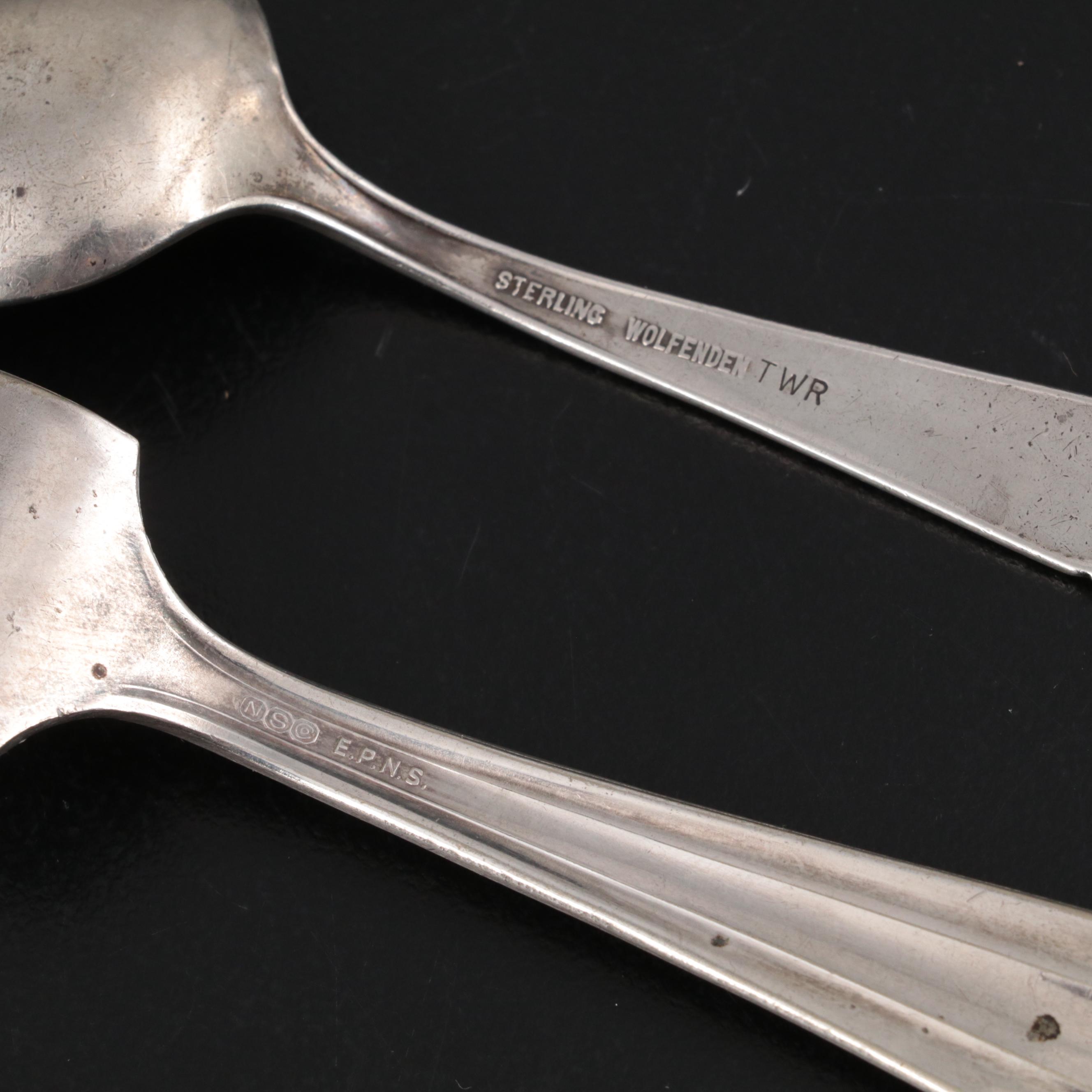 Sterling Silver and Silver Plate Utensils with Weighted Candlesticks and More