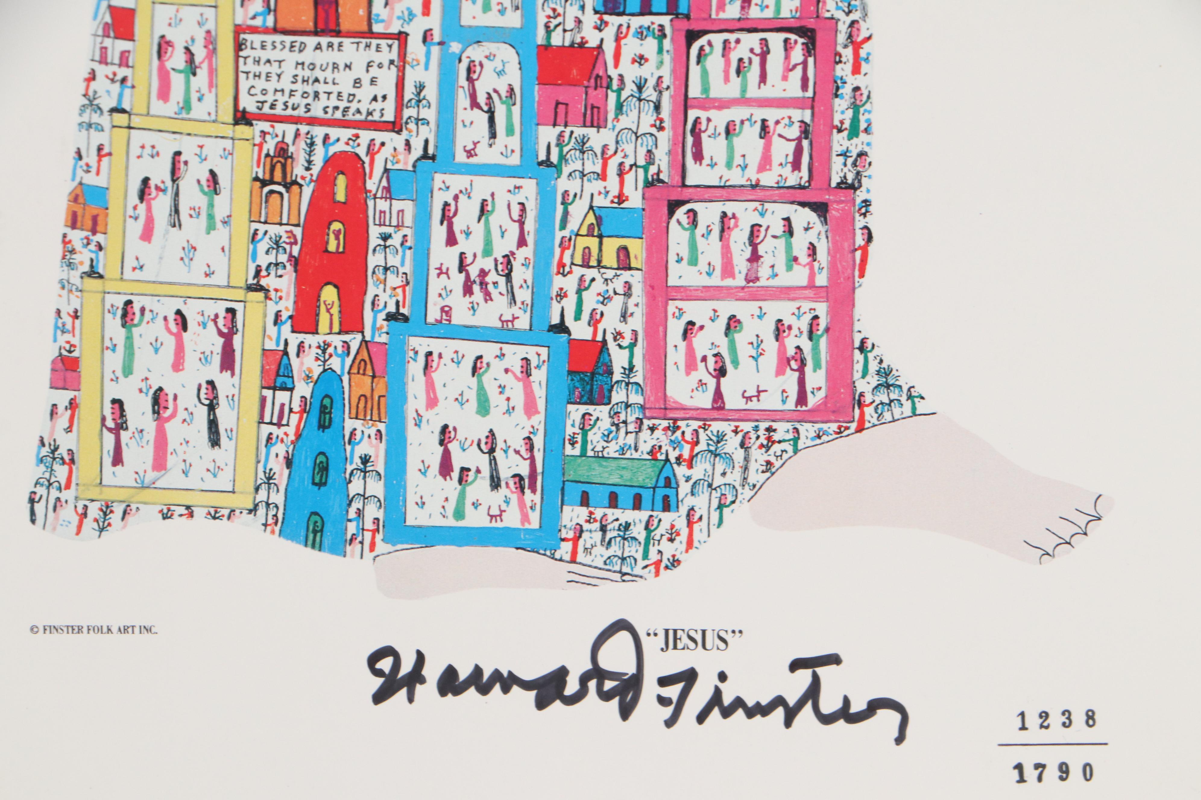 Howard Finster Folk Art Offset Lithograph "Jesus"