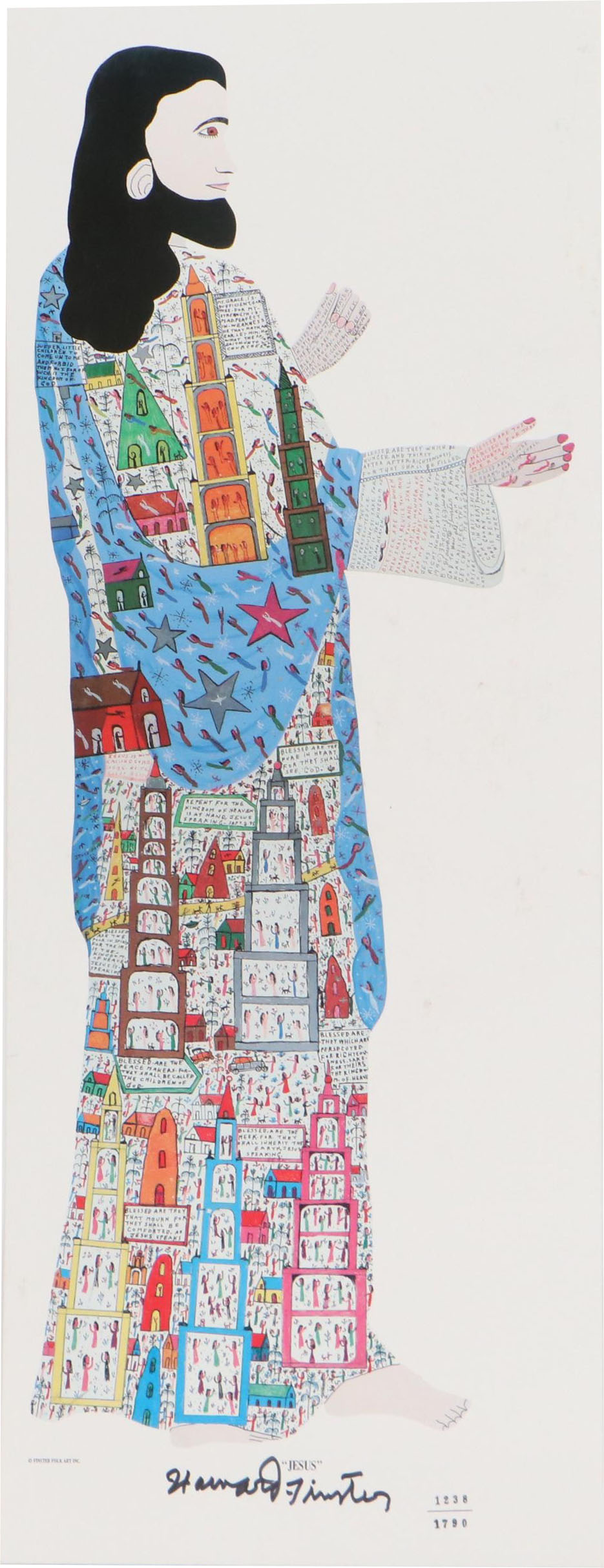 Howard Finster Folk Art Offset Lithograph "Jesus"