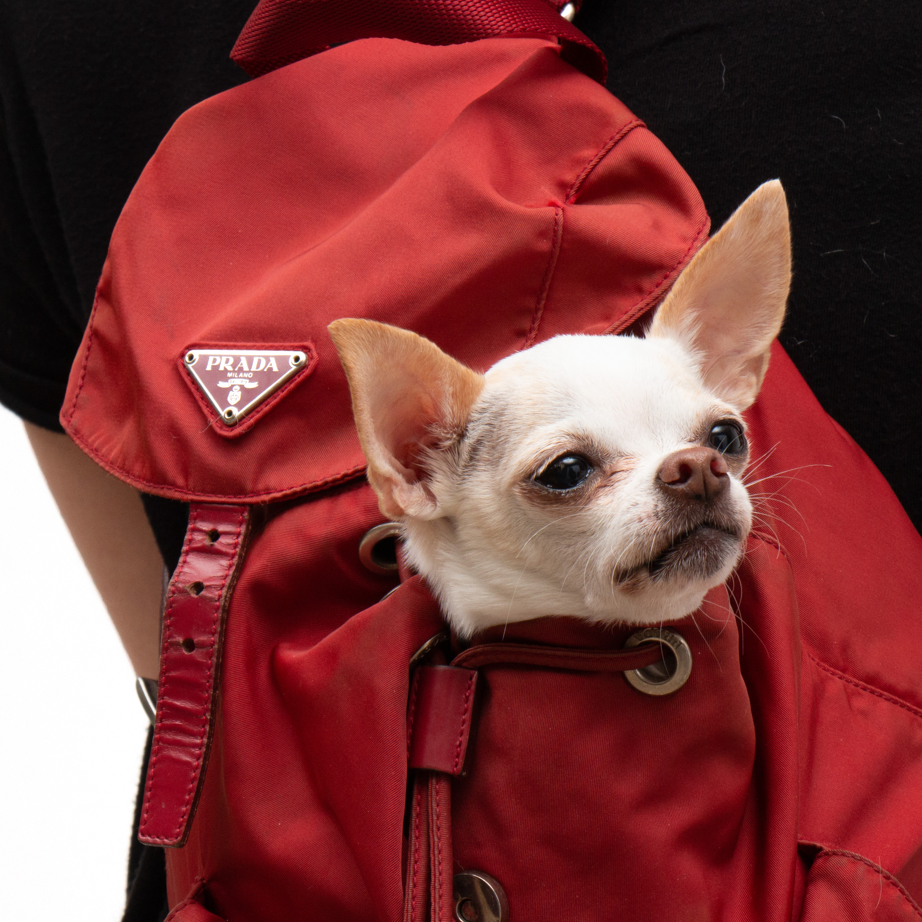Prada Drawstring Backpack in Red Tessuto Nylon with Leather Trim