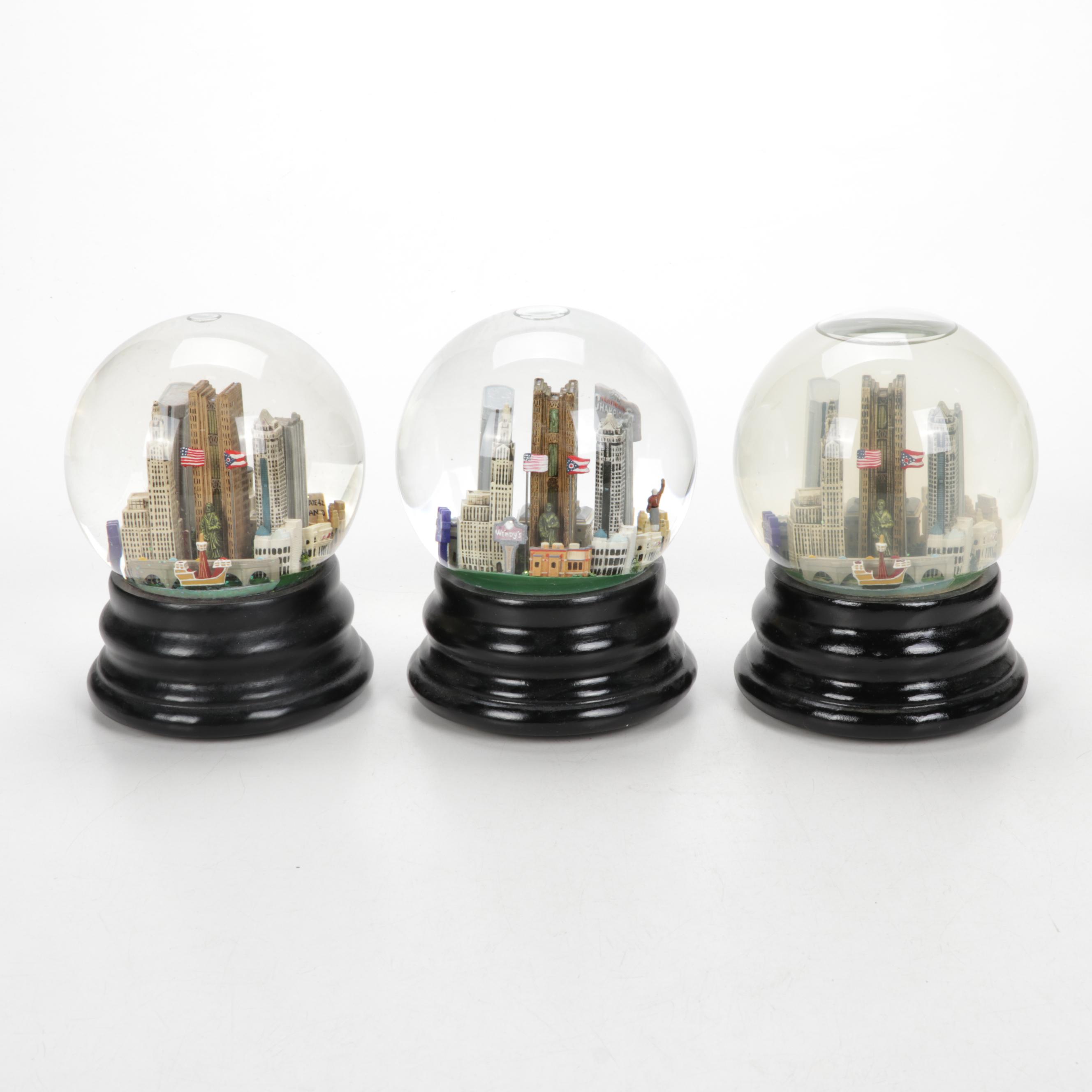 Saks Fifth Avenue City Skyline Musical Snow Globes Including Paris and Columbus