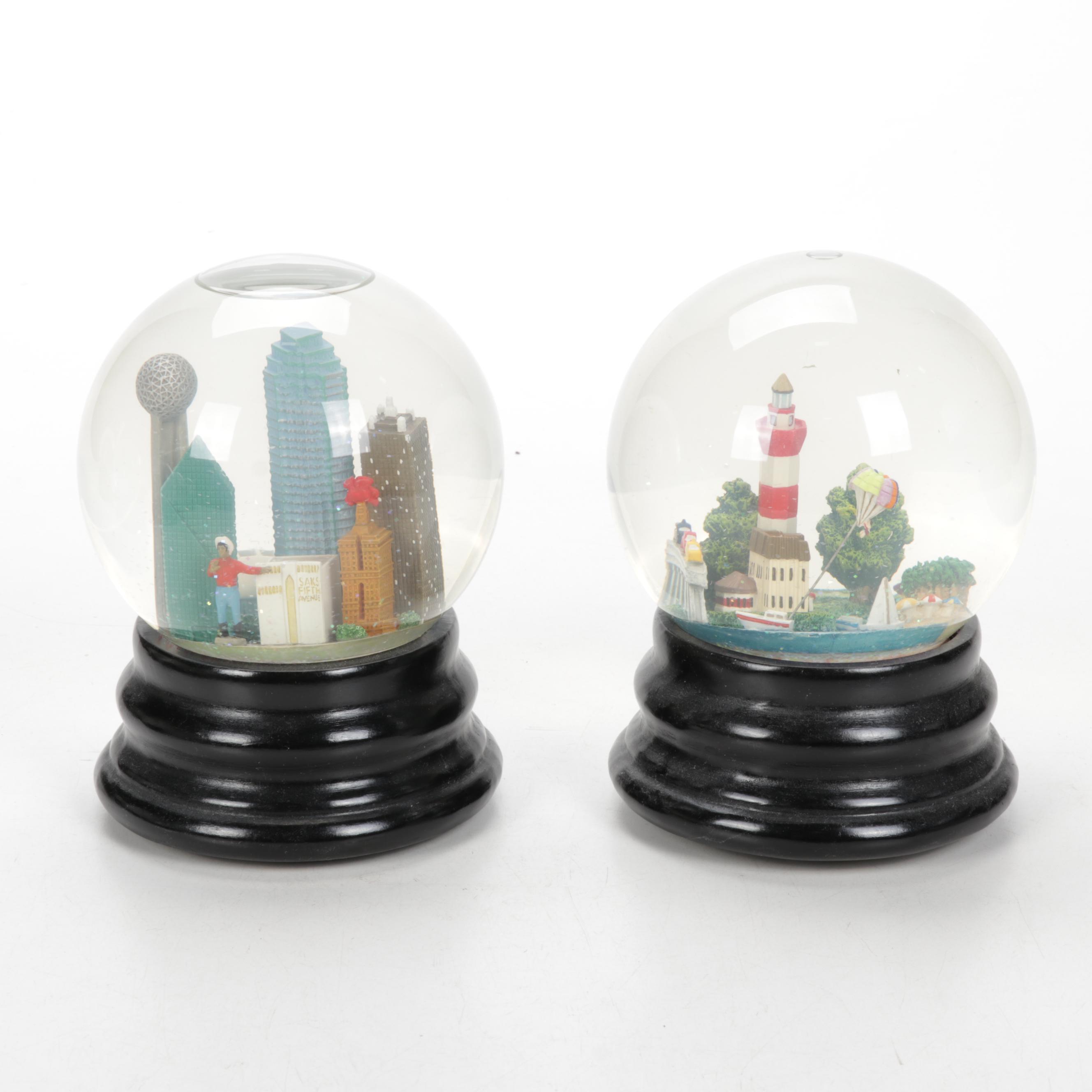 Saks Fifth Avenue City Skyline Musical Snow Globes Including Paris and Columbus