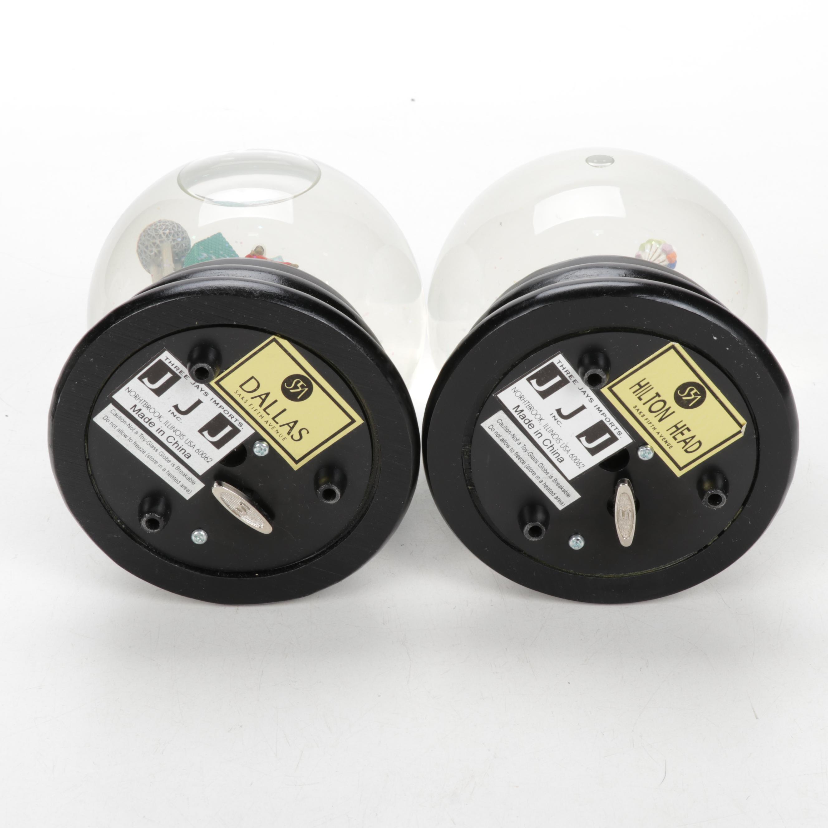 Saks Fifth Avenue City Skyline Musical Snow Globes Including Paris and Columbus