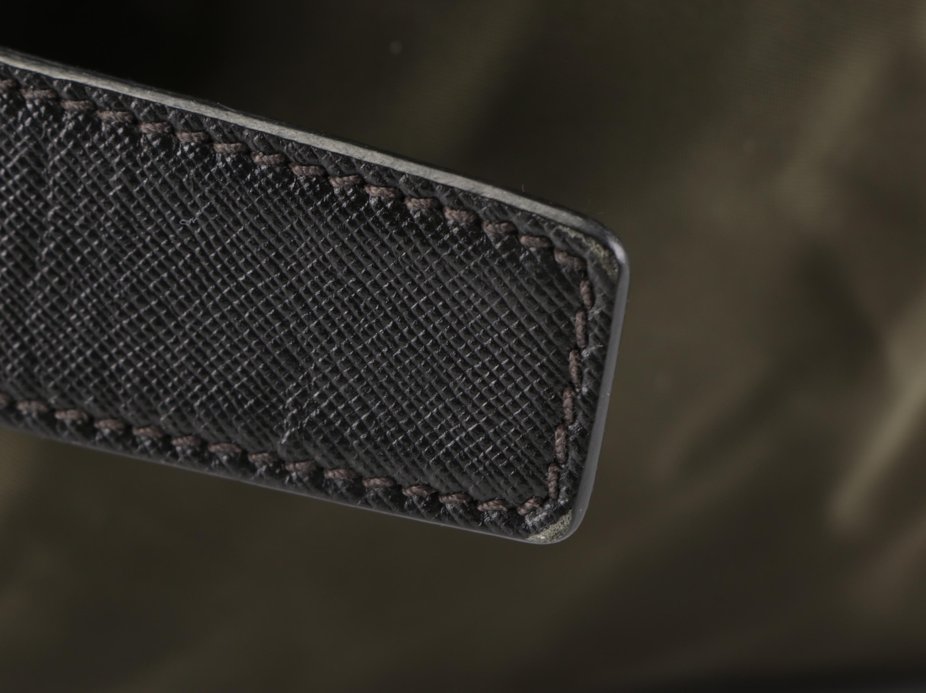 Prada Zip Duffle Bag in Green Nylon Tessuto and Black Saffiano Leather