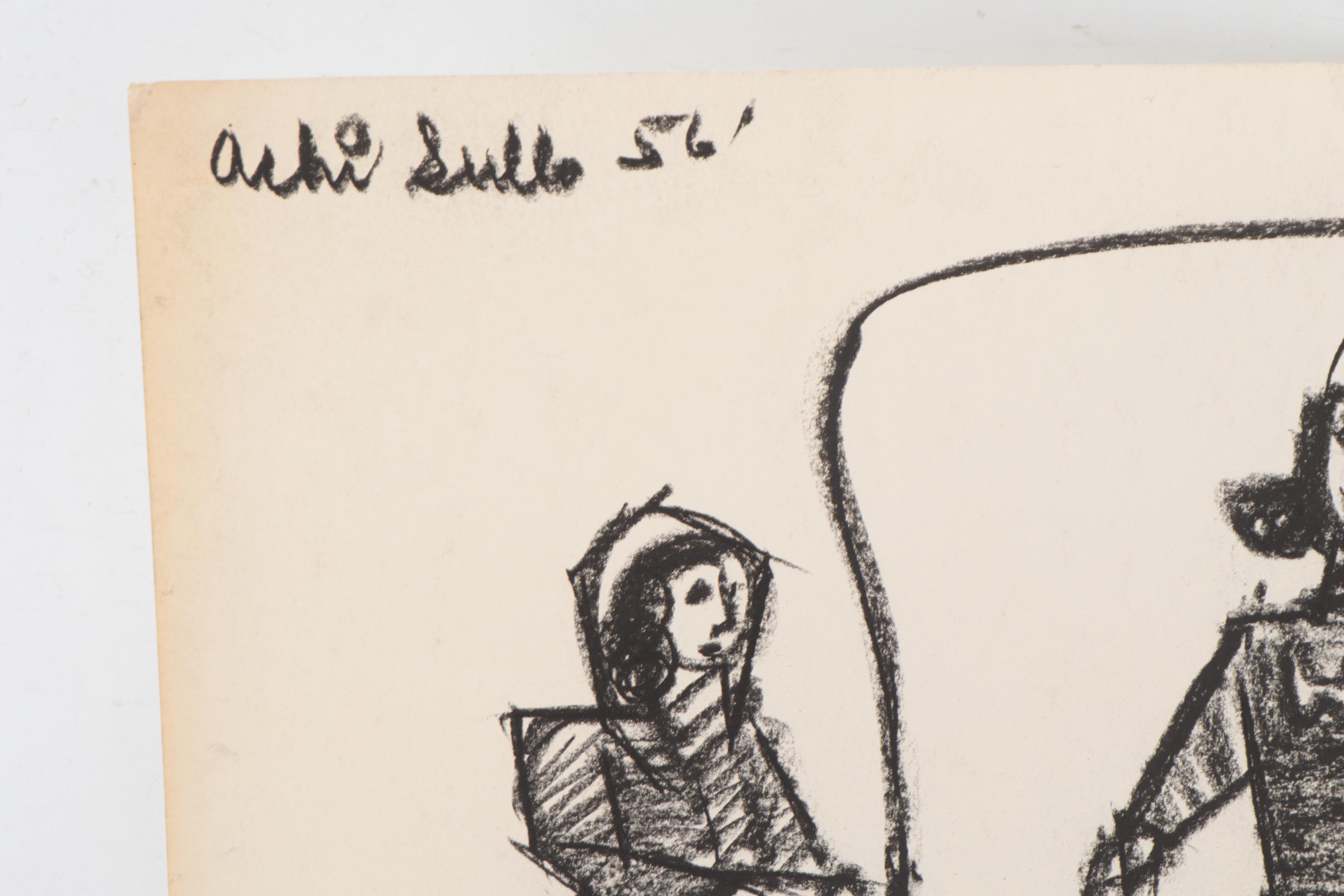 Achi Sullo Figurative Charcoal Drawings, Circa 1950