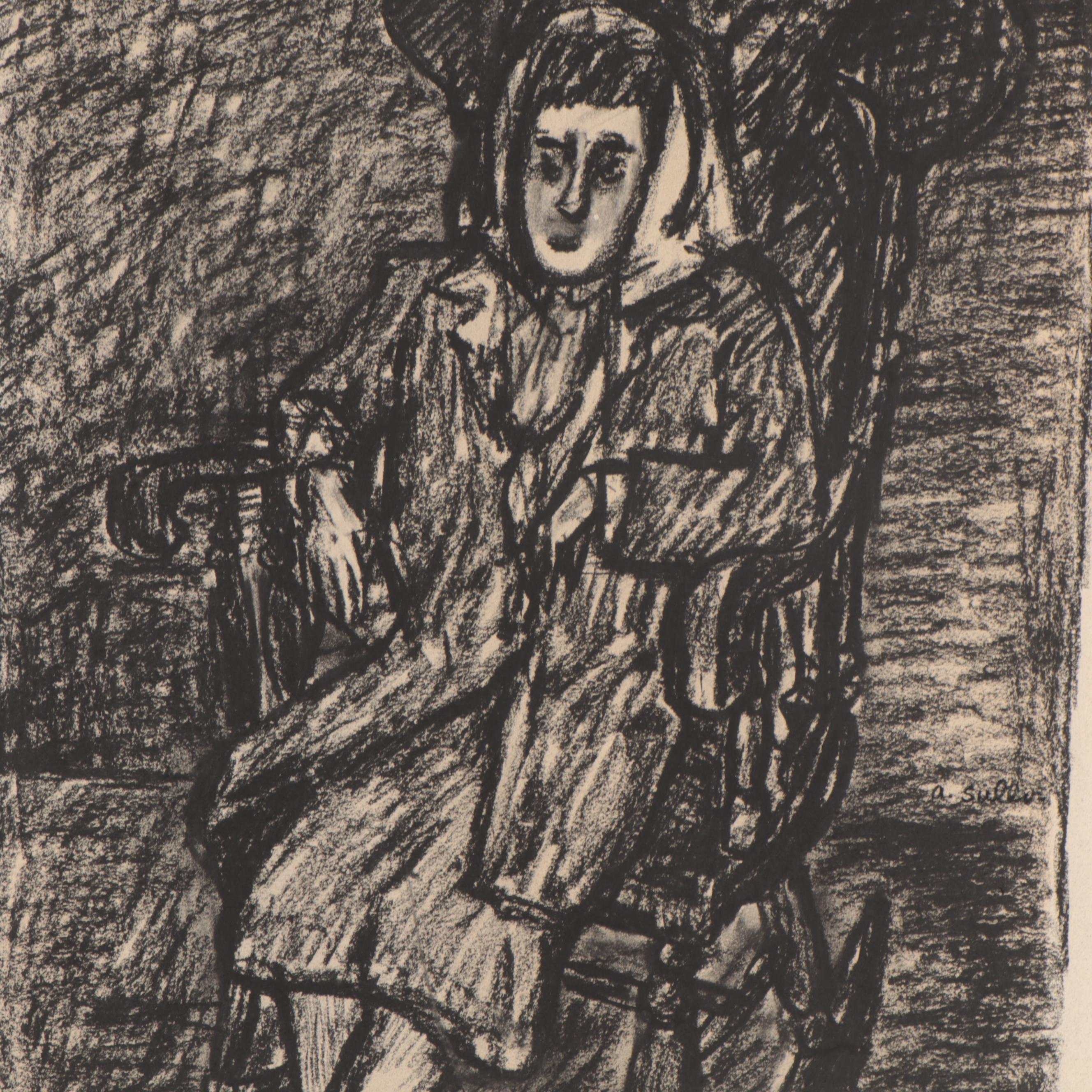 Achi Sullo Figurative Charcoal Drawings, Circa 1950