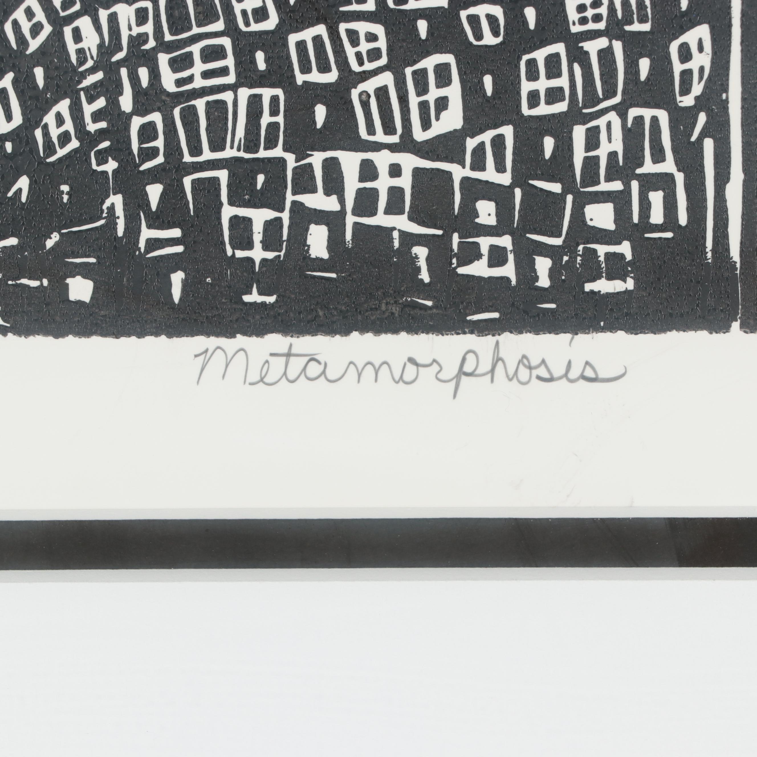 Carol Selonick-Solinger Linoleum Cut "Metamorphosis," Late 20th century